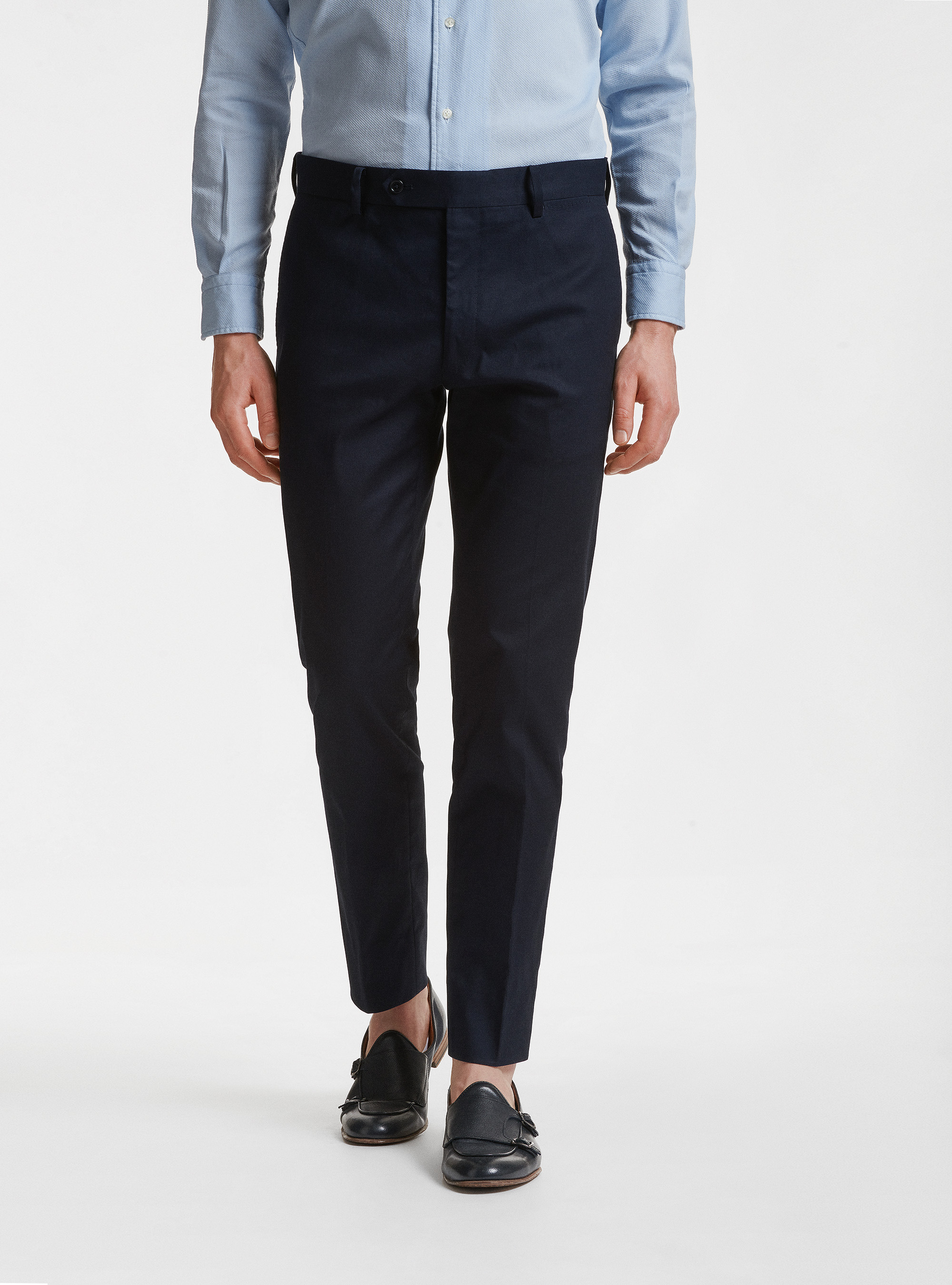 Armoured cotton suit trousers, NAVY BLUE
