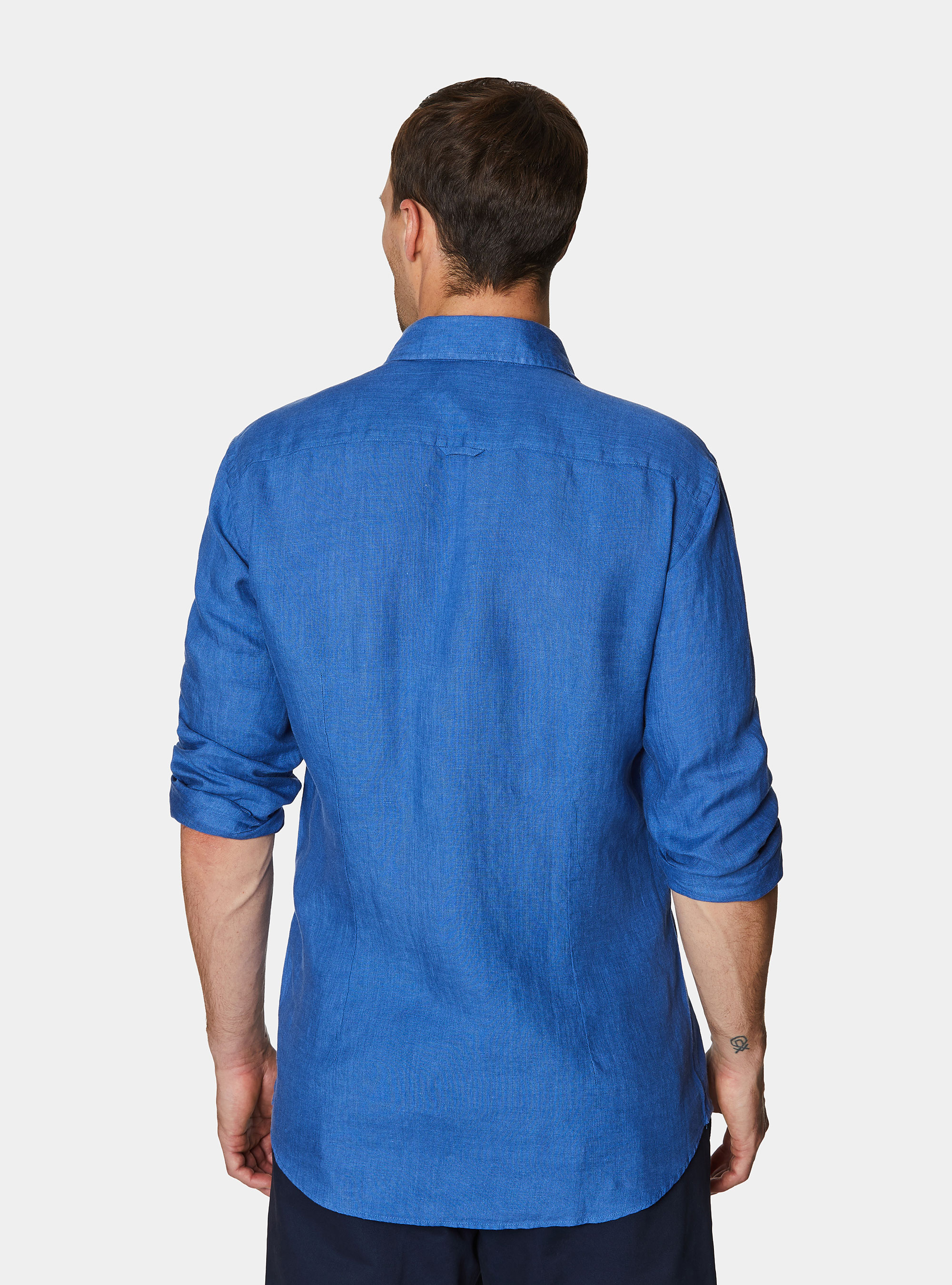 Camisa de lino puro, AZUL MEDIO
