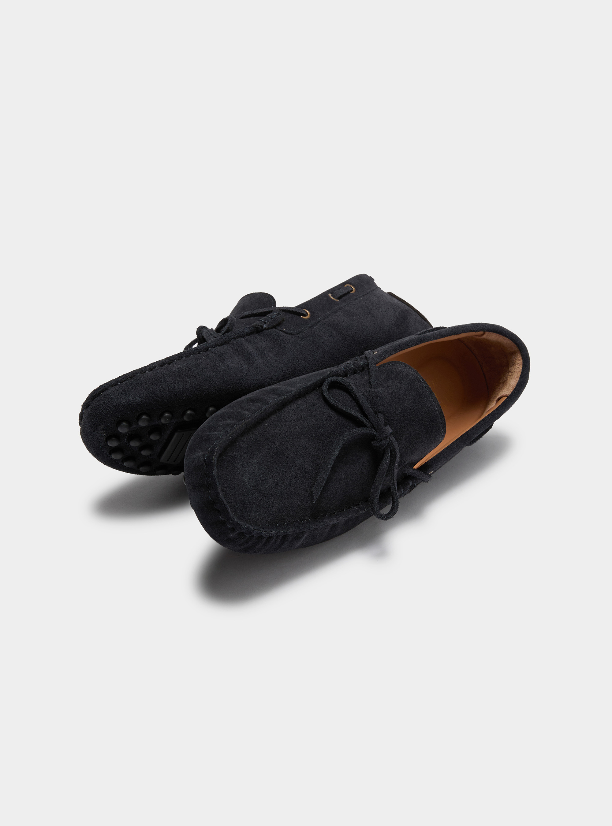 Suede boat loafers, NAVY BLUE