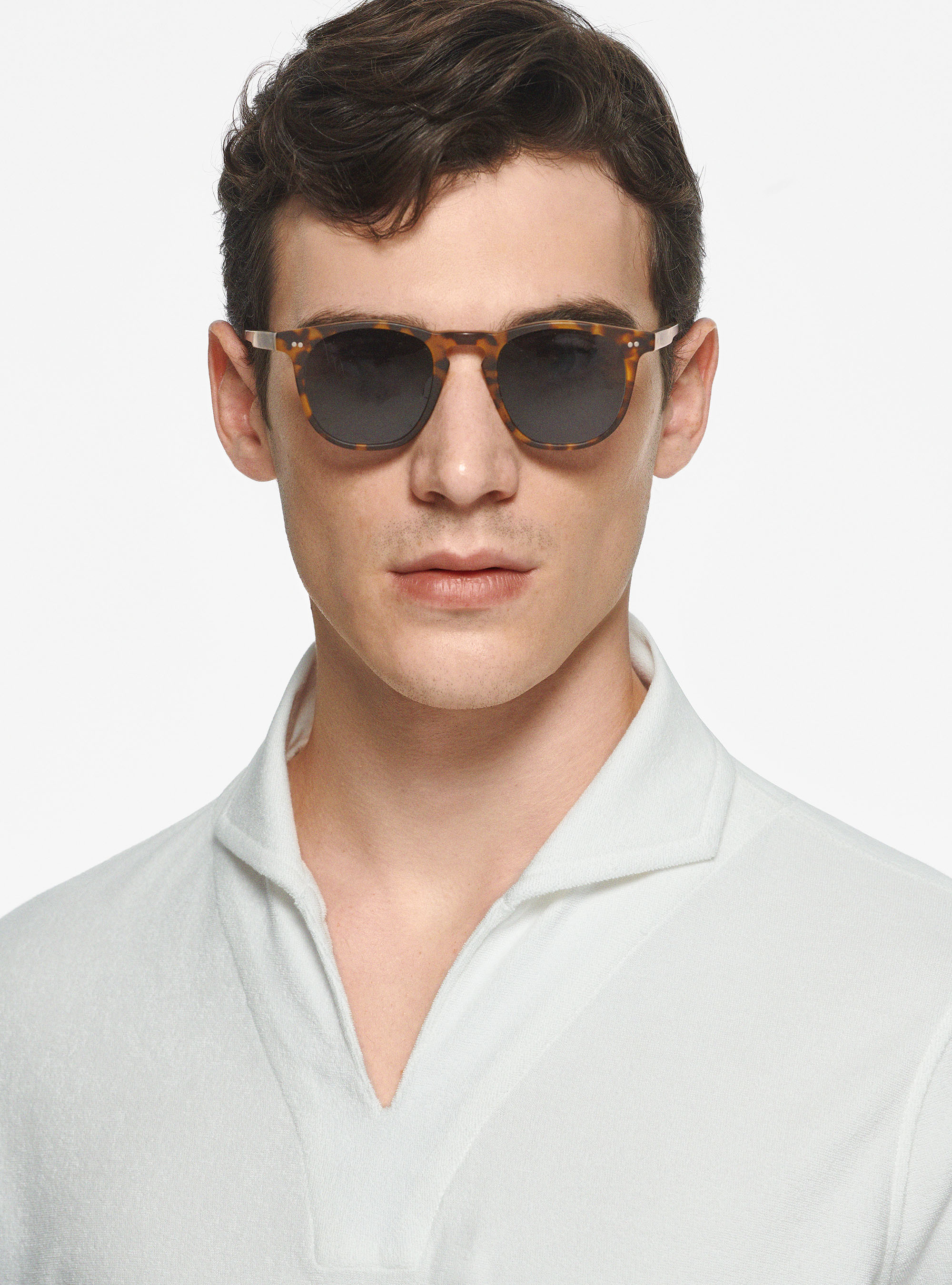Maglia a polo in puro cotone spugna, BIANCO