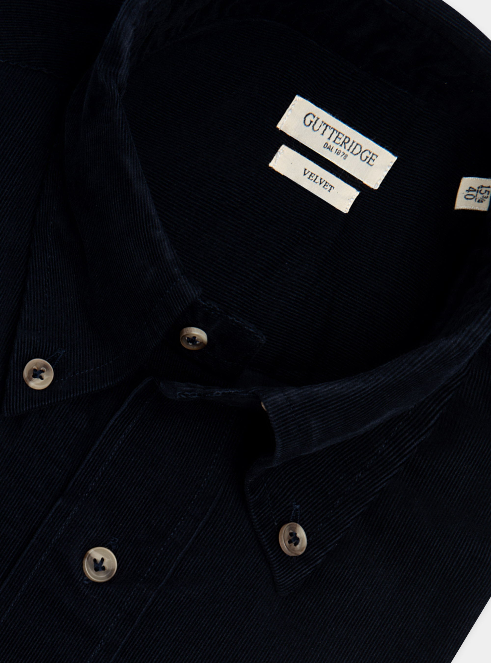 Cotton velvet button-down collar shirt, NAVY BLUE