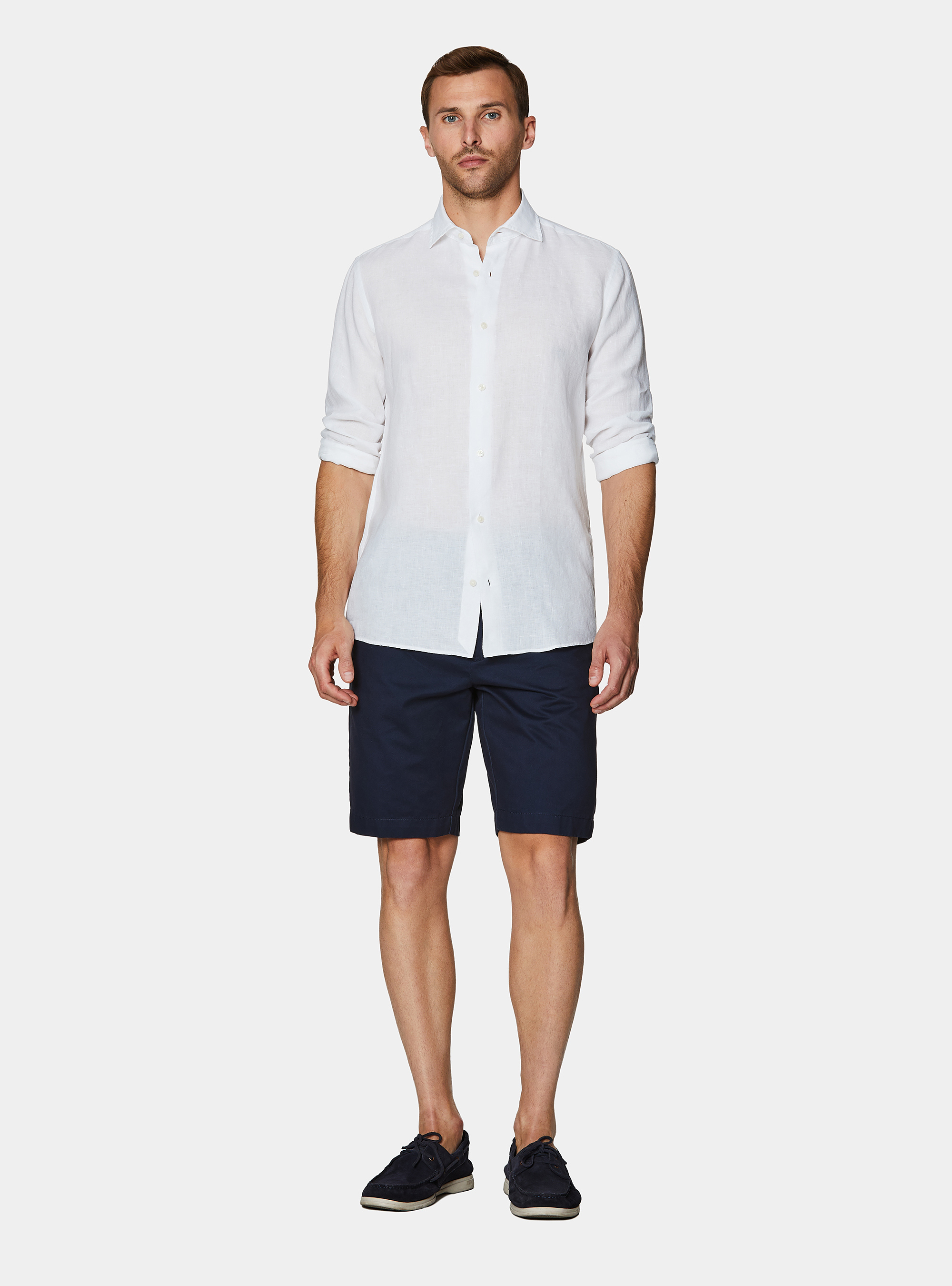 Camisa de lino puro, BLANCO