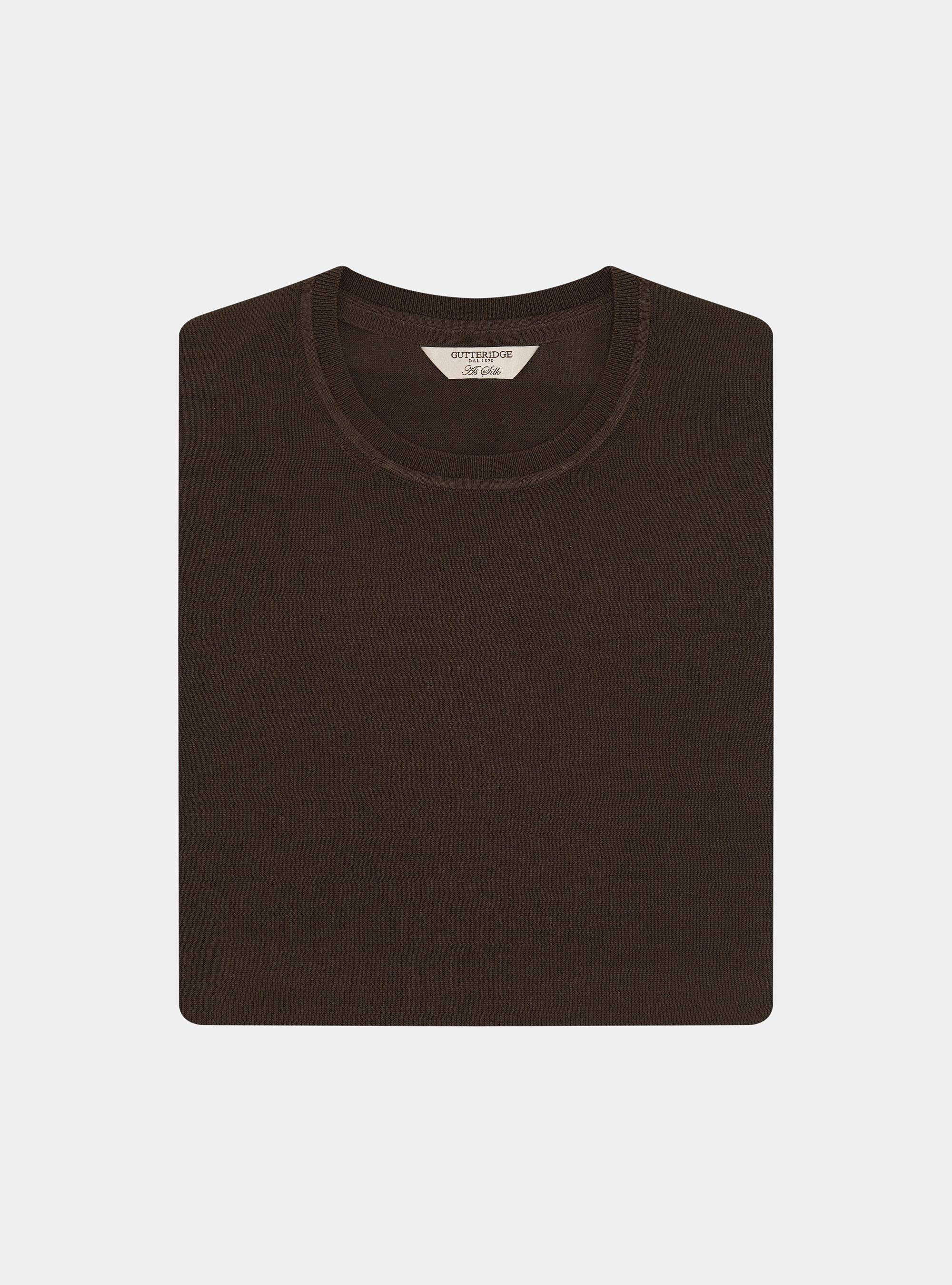 Rundhals-Pullover aus Baumwolle und Seide, MARRONE 0507C