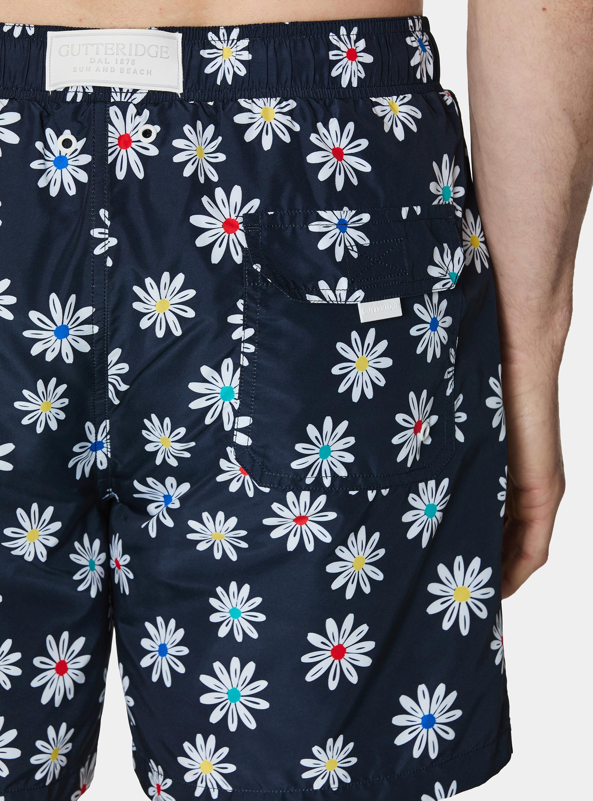Daisy print swimwear, NAVY BLUE