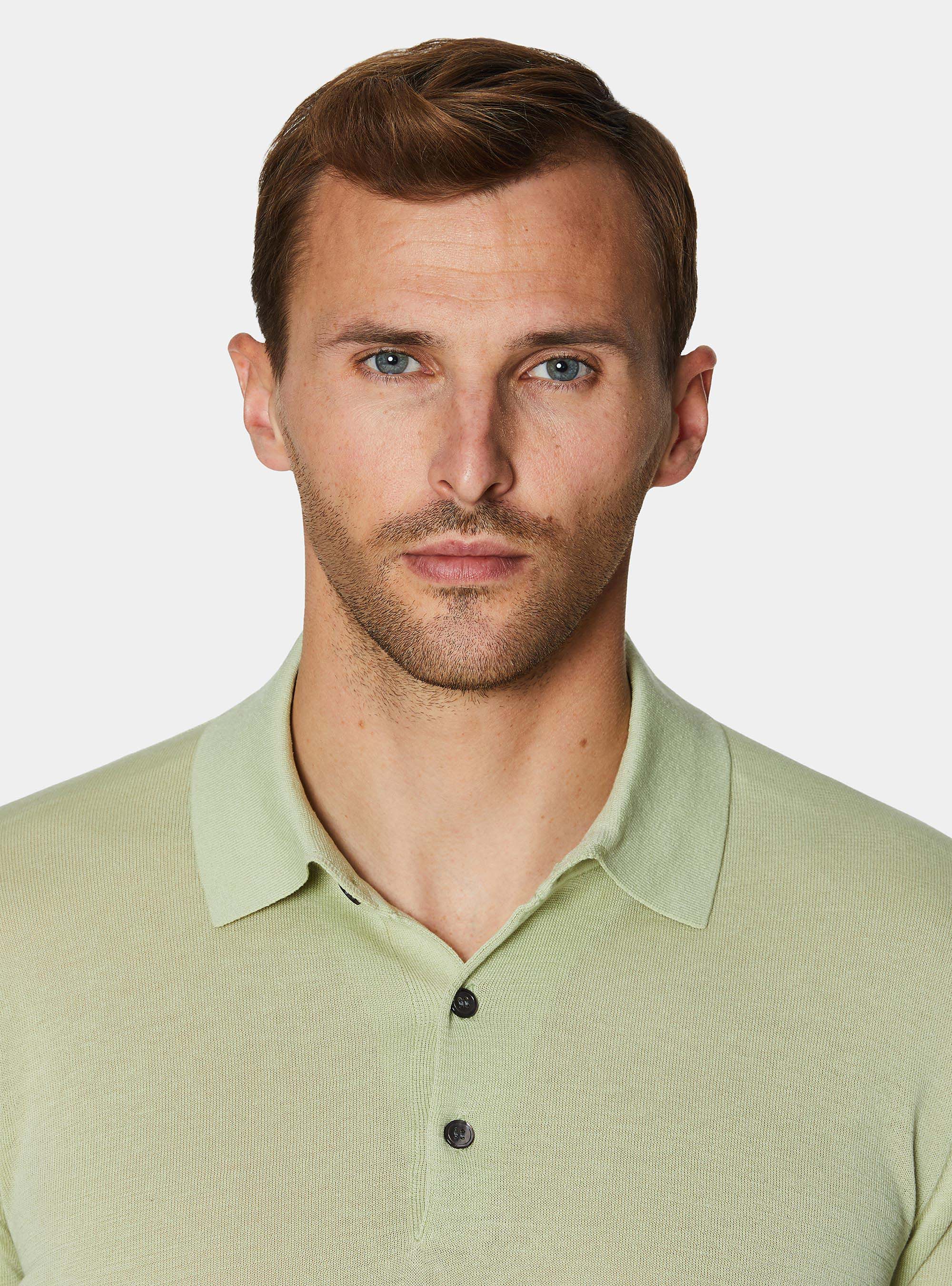 Polo de algod&oacute;n y seda, 0620C VERDE CHIARO