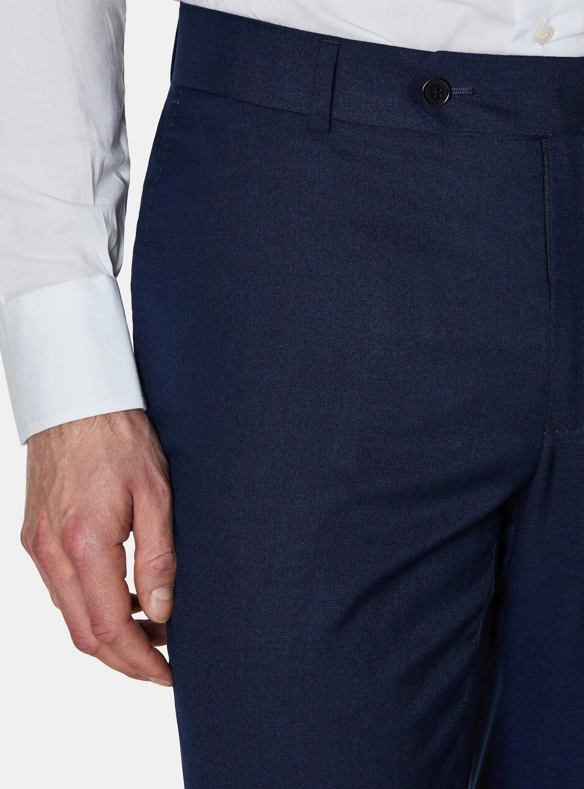 Hopsack suit trousers, NAVY BLUE