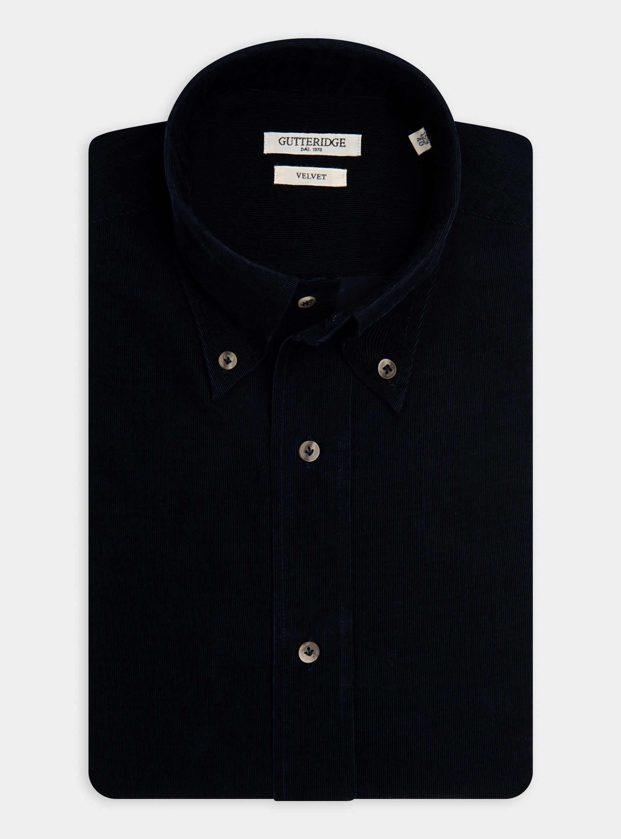 Velvet button down collar shirt, NAVY BLUE