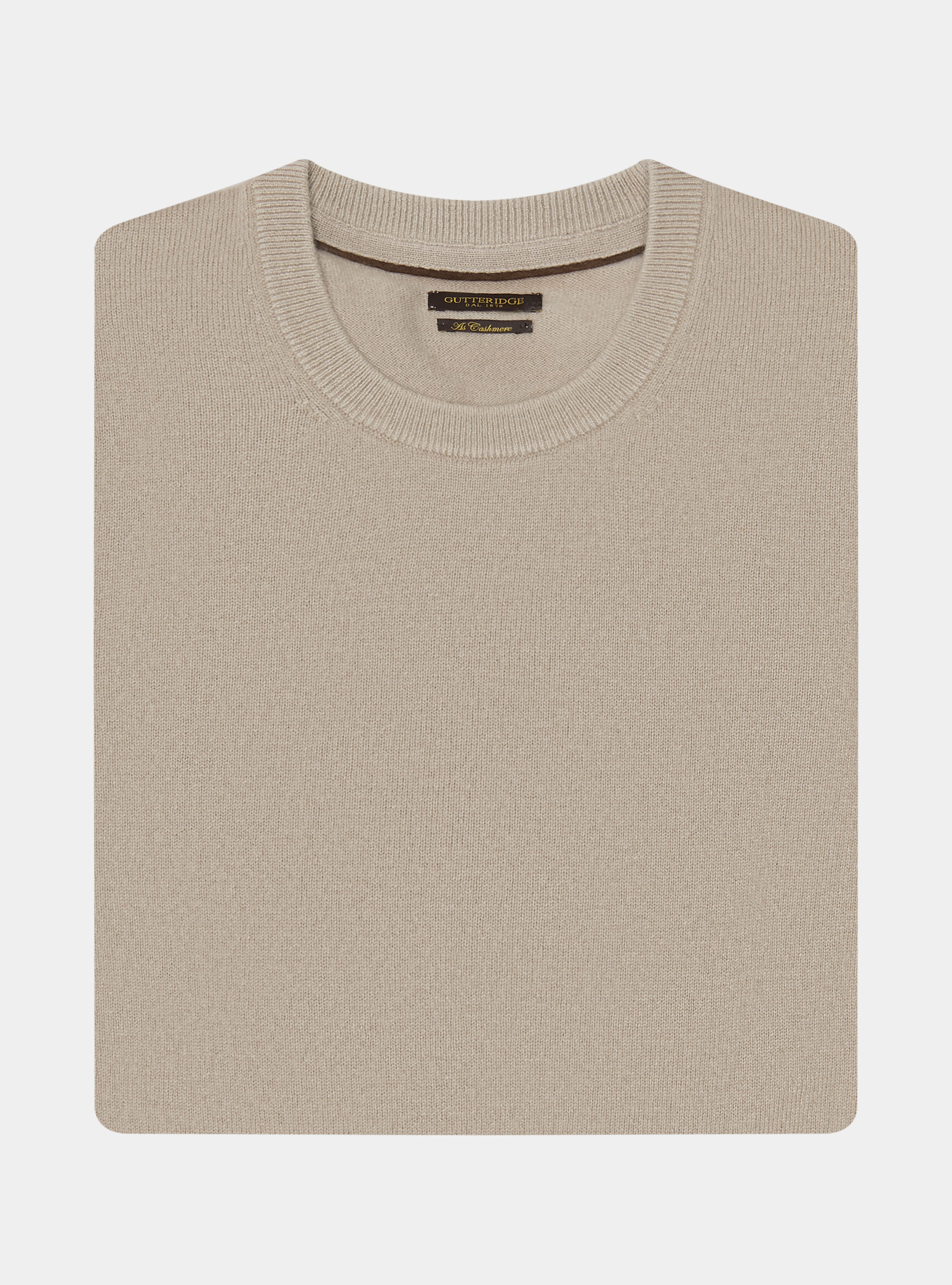 Maglia girocollo in lambswool e cashmere, SABBIA