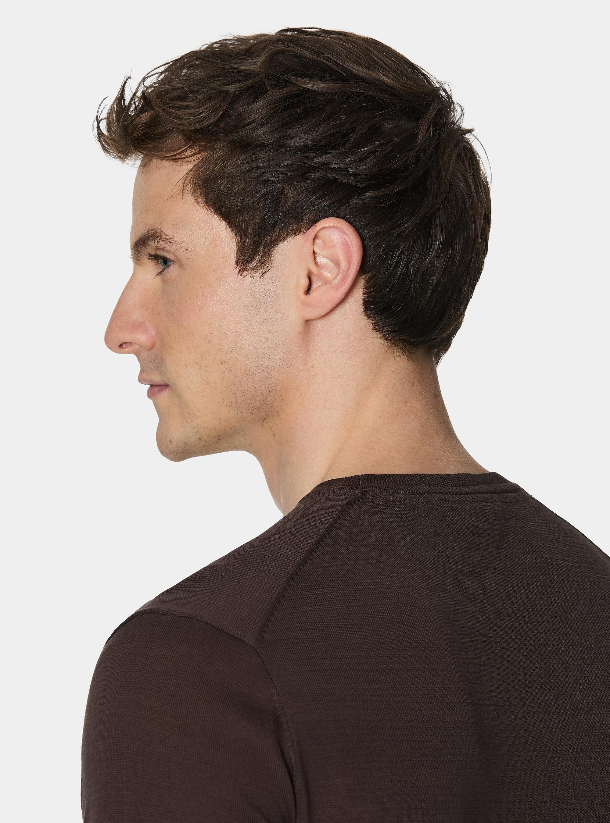 Rundhals-Pullover aus Baumwolle und Seide, MARRONE 0507C