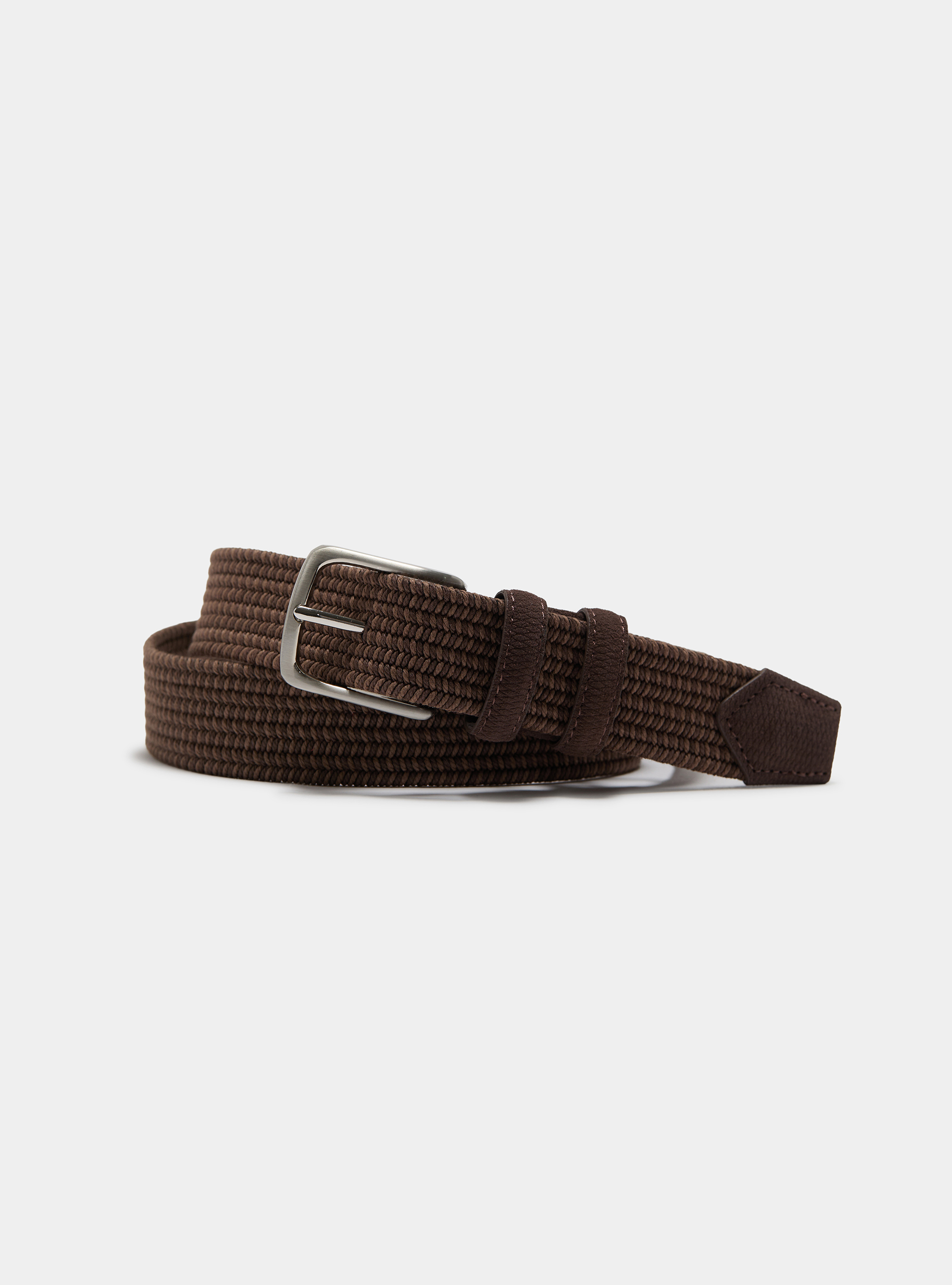 Two-color braided belt, DARK BROWN