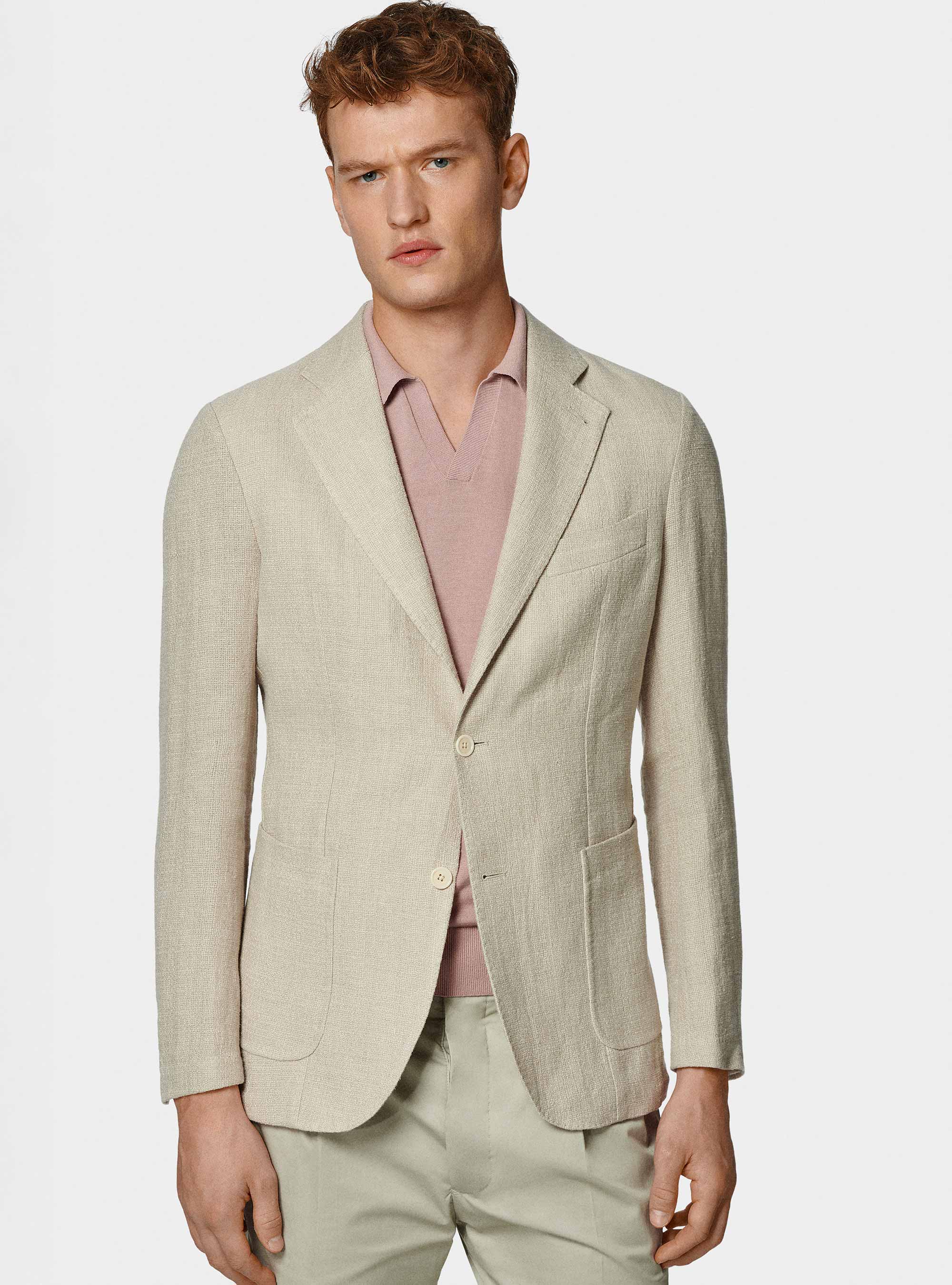 Giacca in lino crepe, SABBIA