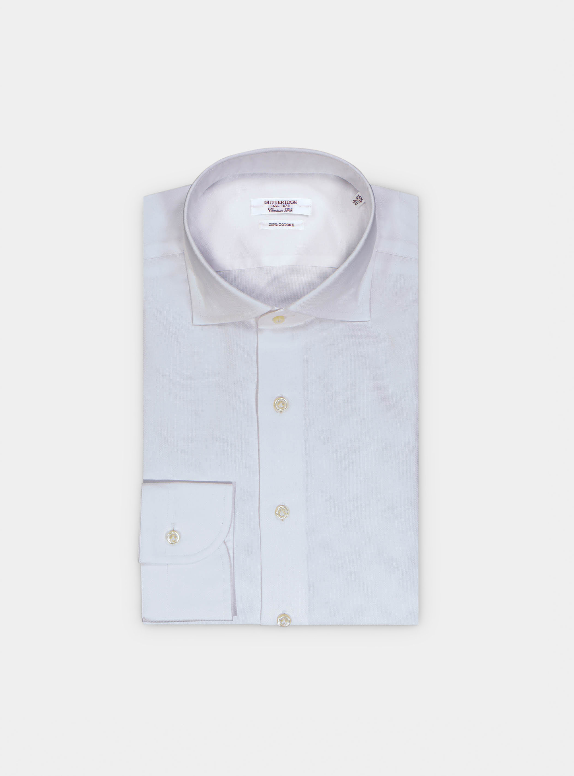 Camicia custom in cotone armaturato, BIANCO