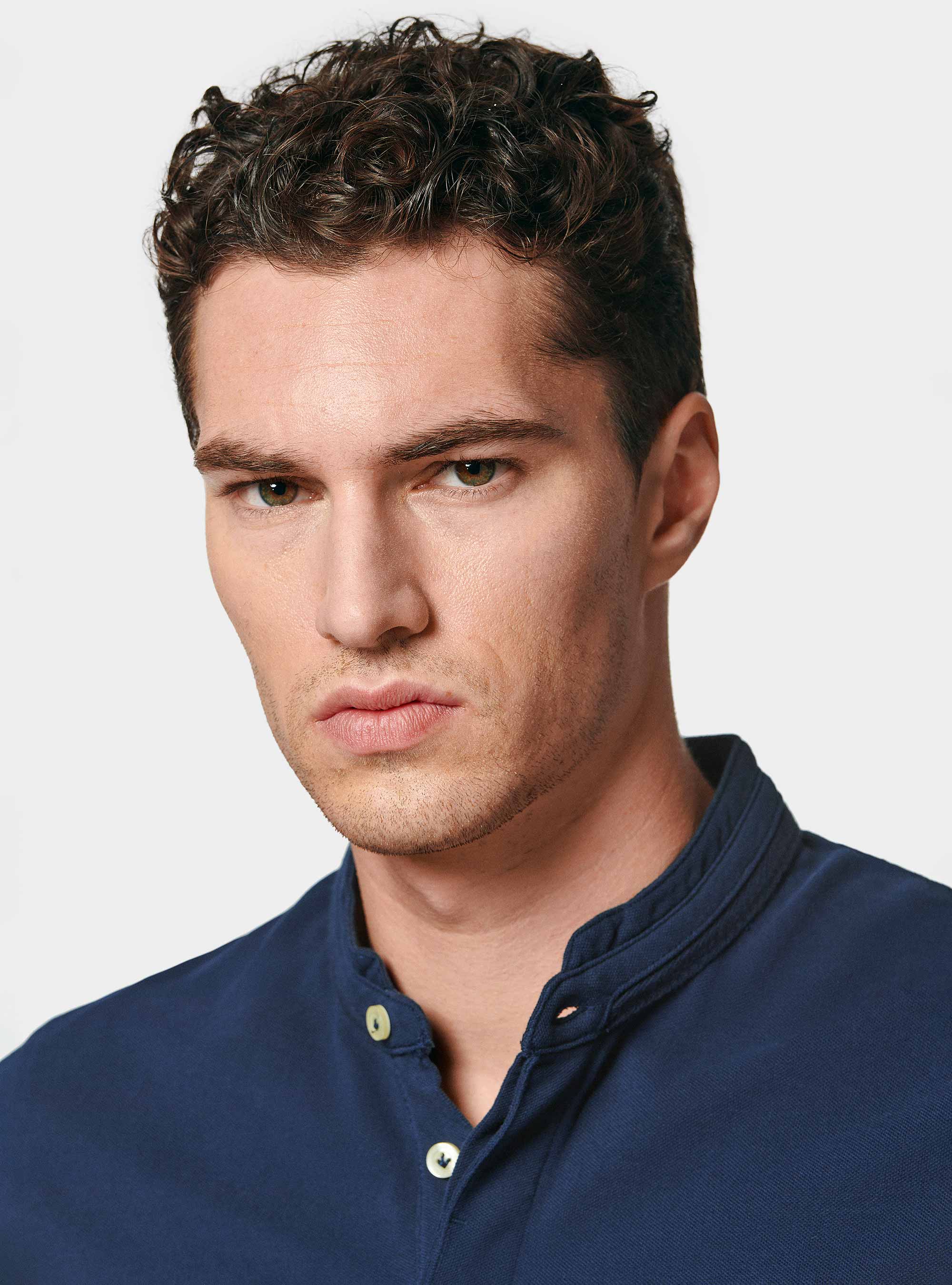 Polo de piqu&eacute; coreano, AZUL MEDIO