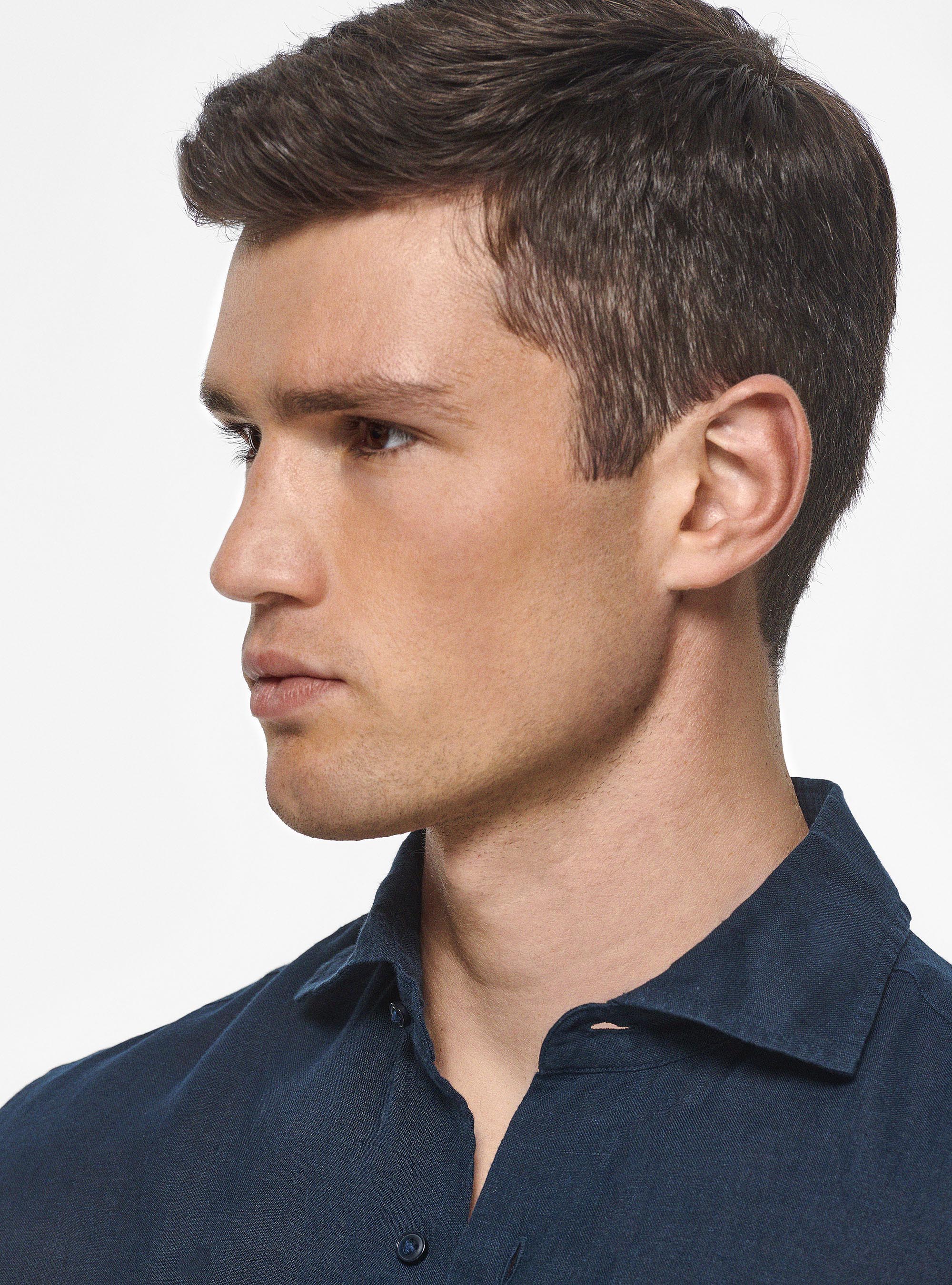 Camicia in puro lino, BLU NAVY