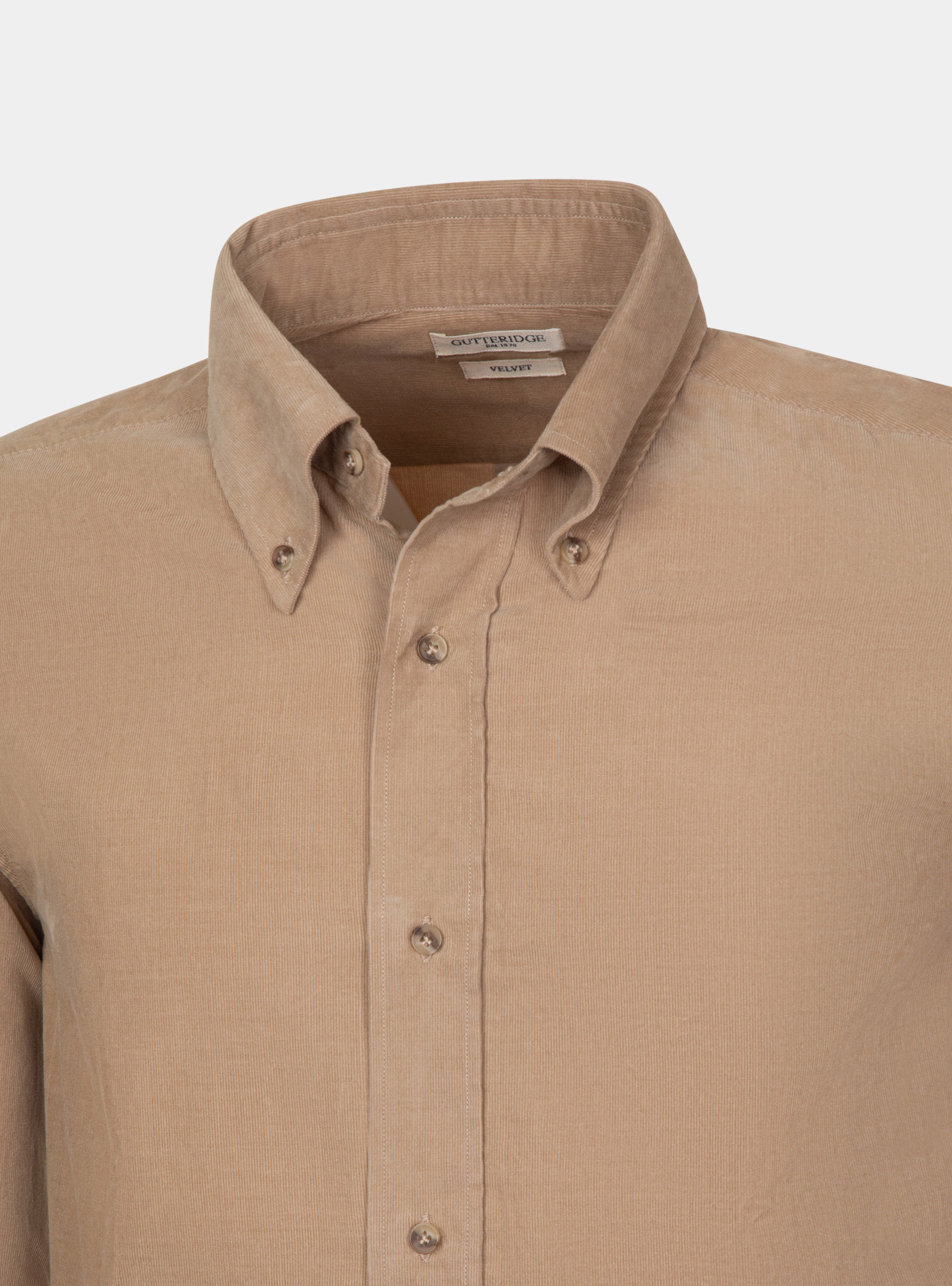 Velvet button down collar shirt, SAND