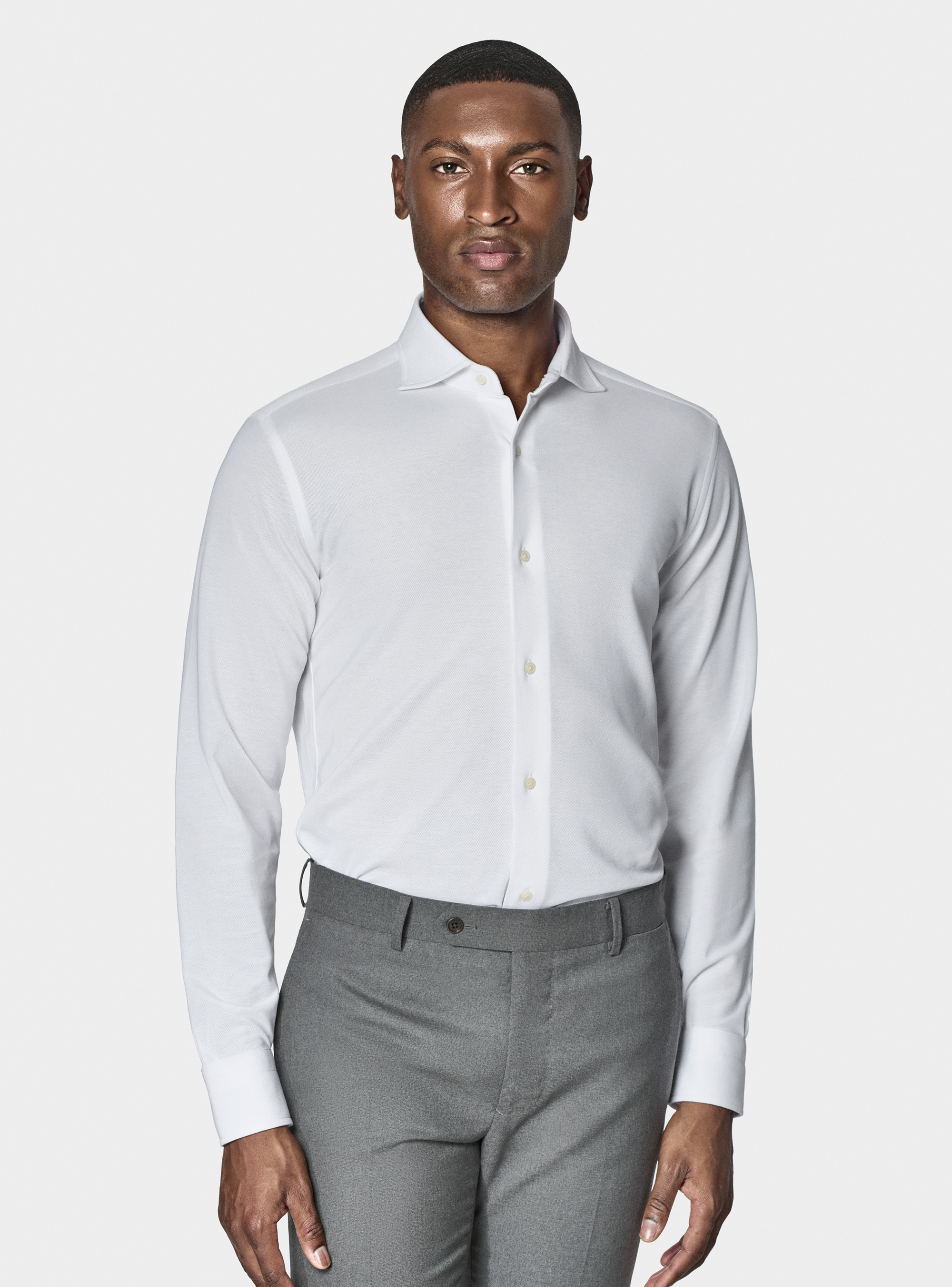 GT01 pique cotton blend polo shirt, WHITE