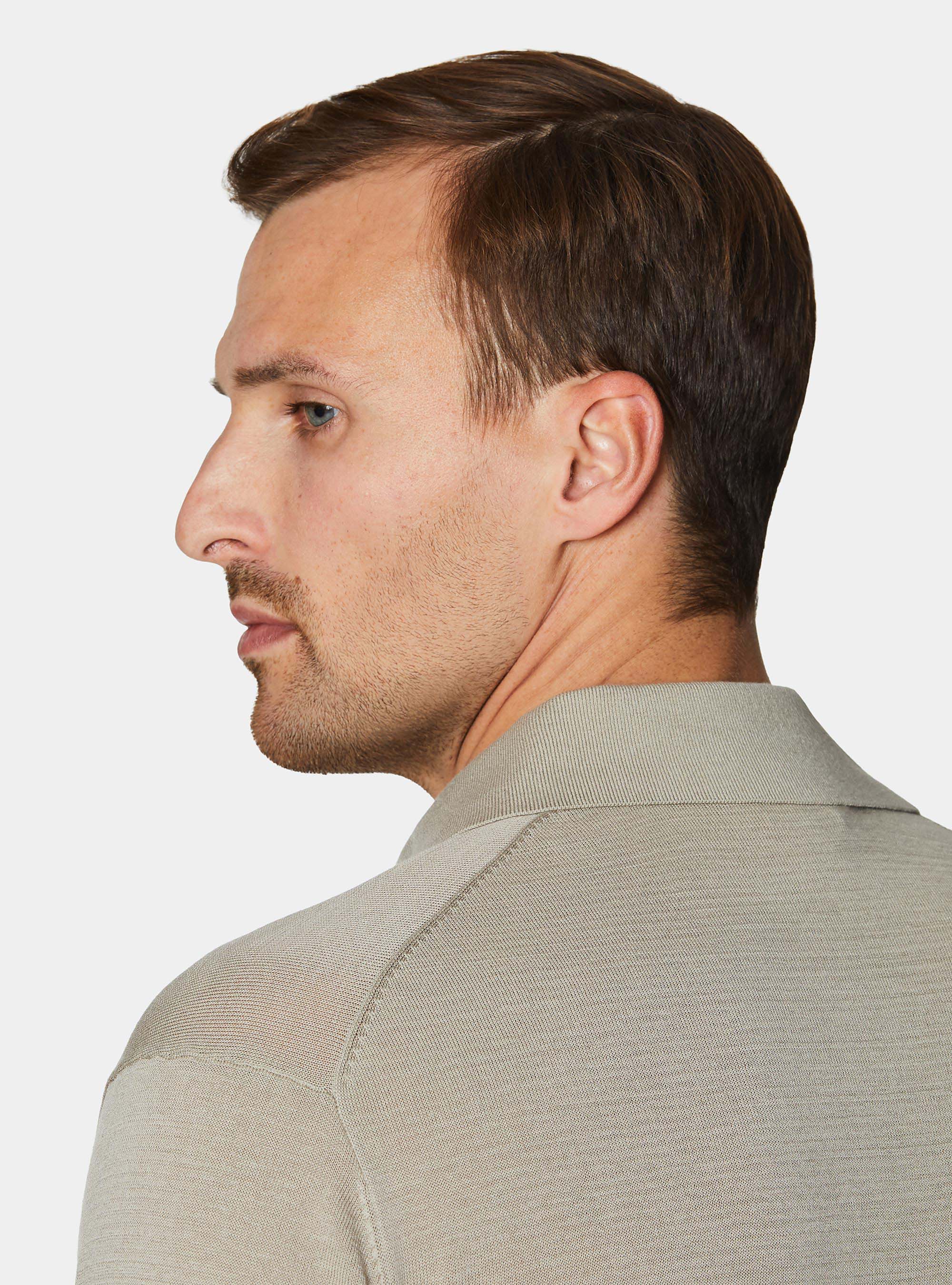 Cotton and silk polo shirt, SAND