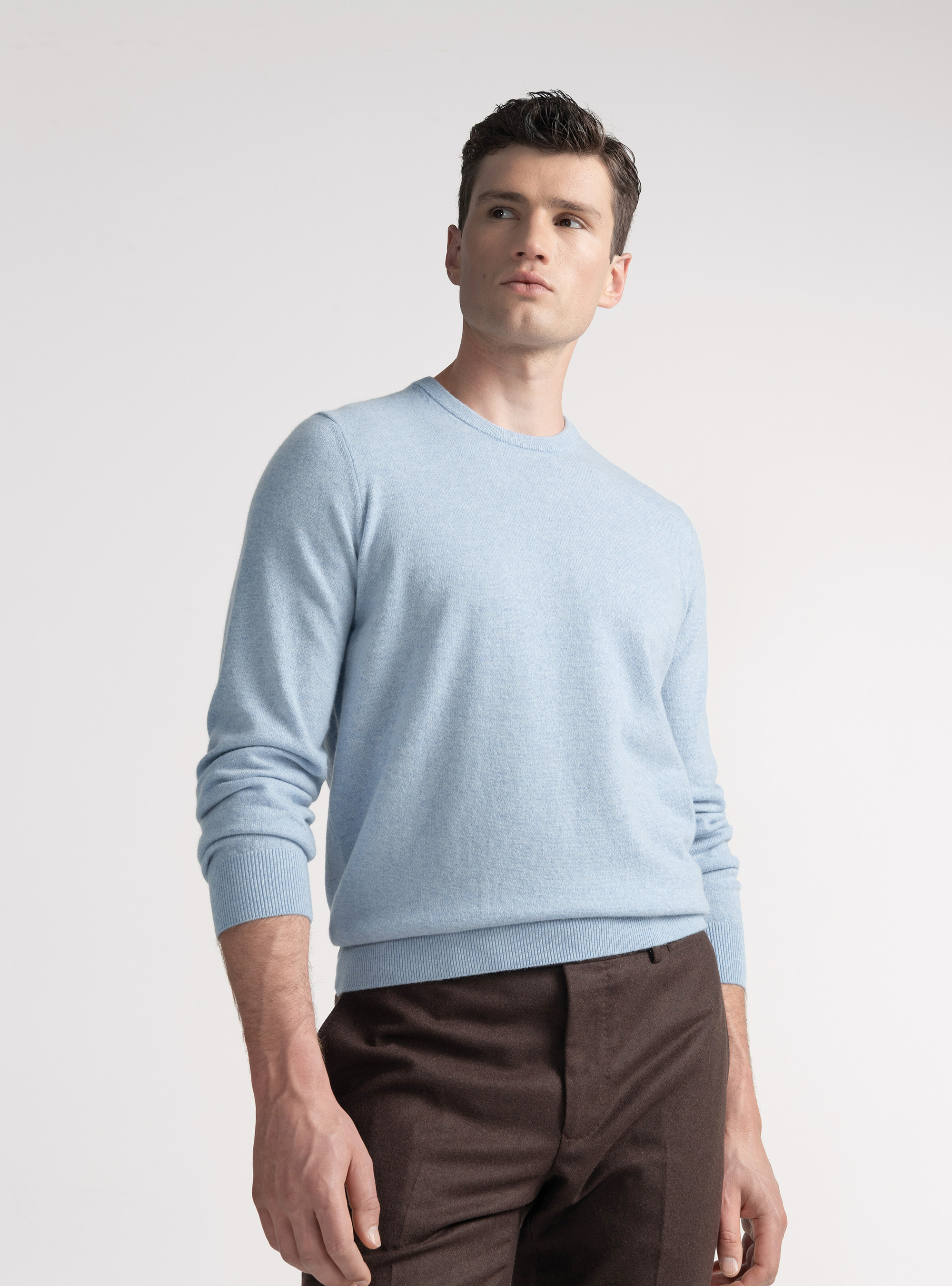 Cashmere crew-neck sweater, AZZURRO POLVERE 0283C
