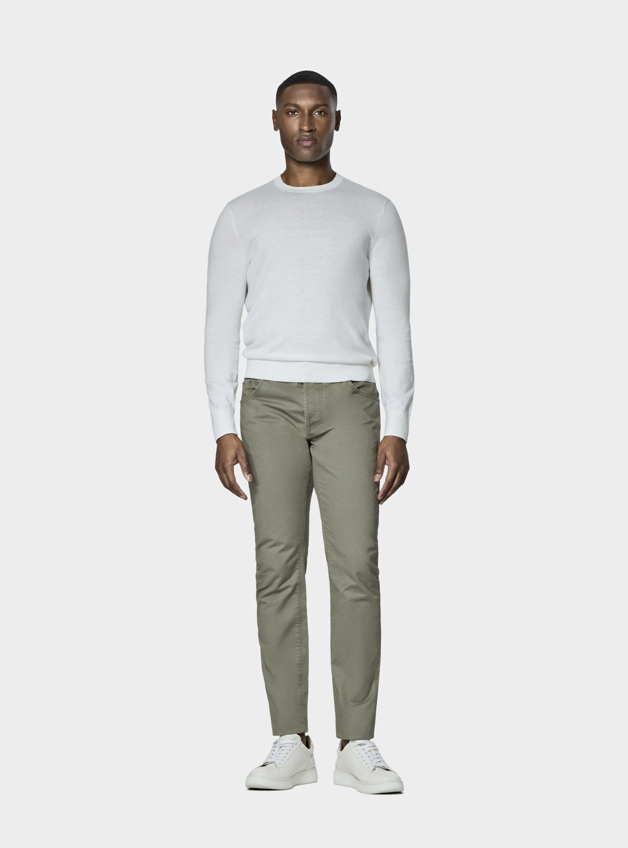 Cotton twill 5-pocket trousers, SALVIA 0602C