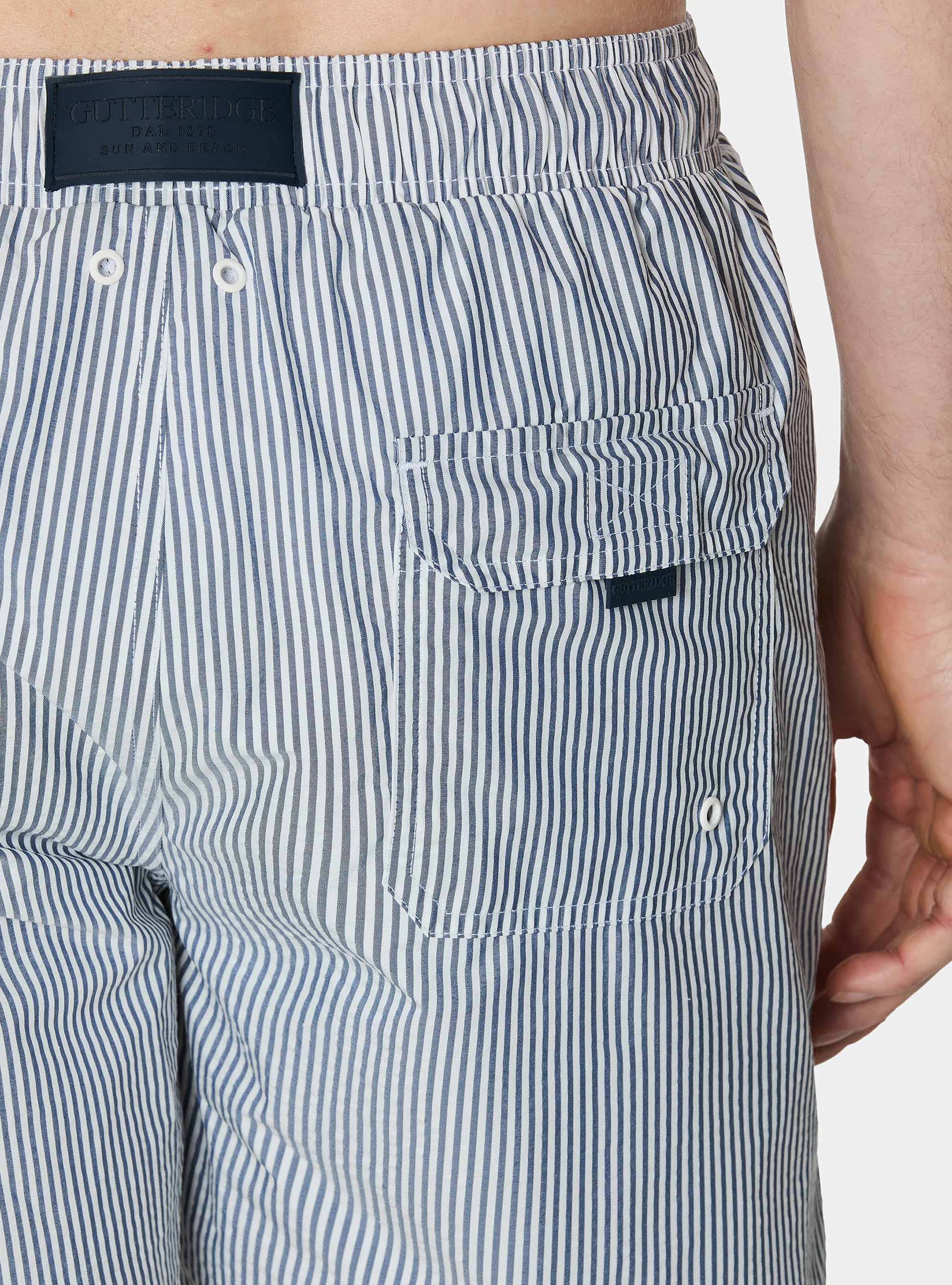 Seersucker striped swimwear, BLUE