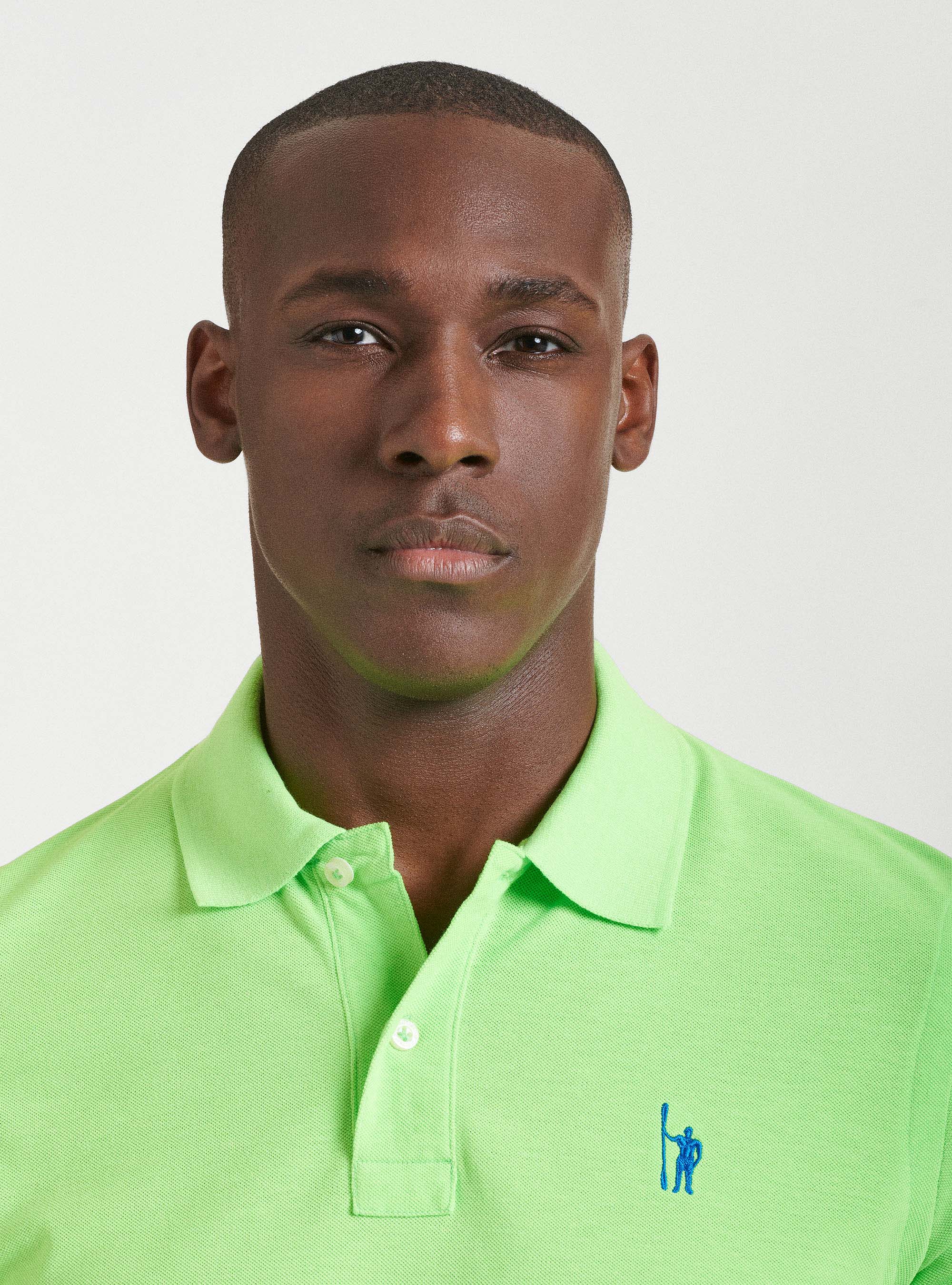 Polo de piqu&eacute; fluorescente con bordado, LIME 0658C