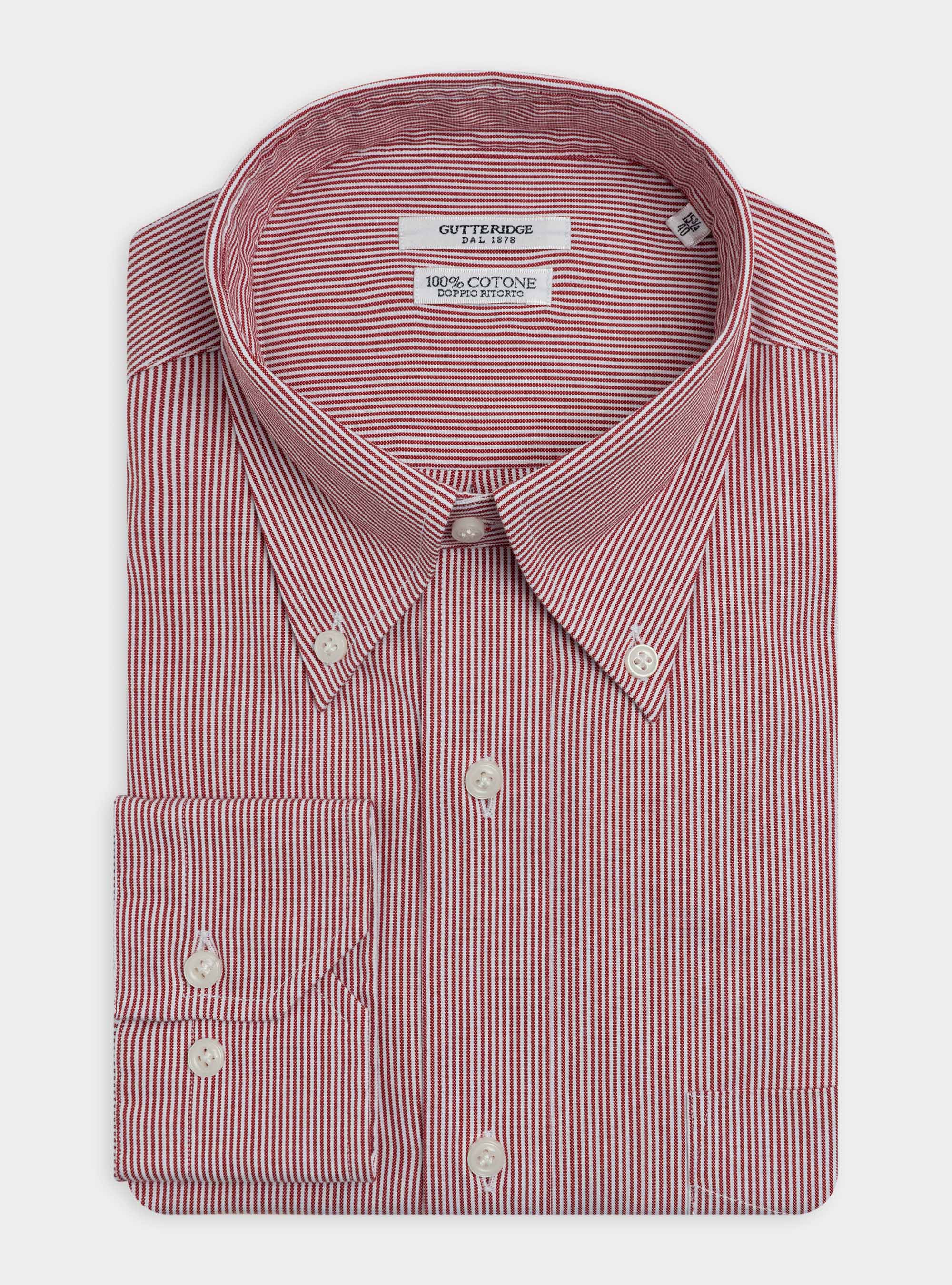 Double twisted cotton oxford button-down collar shirt, RED