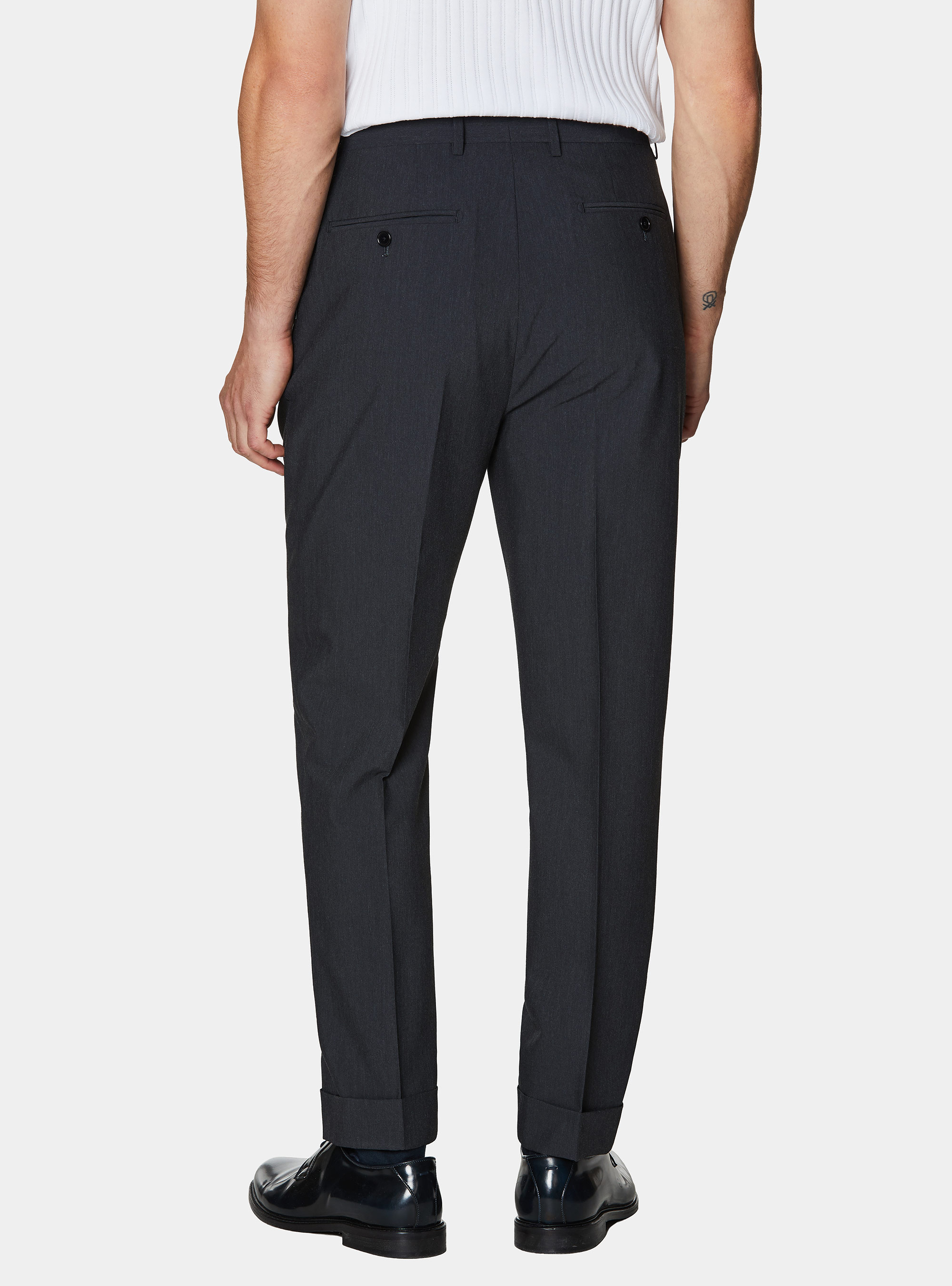 Pantalon classique &agrave; pinces, ASPHALTE