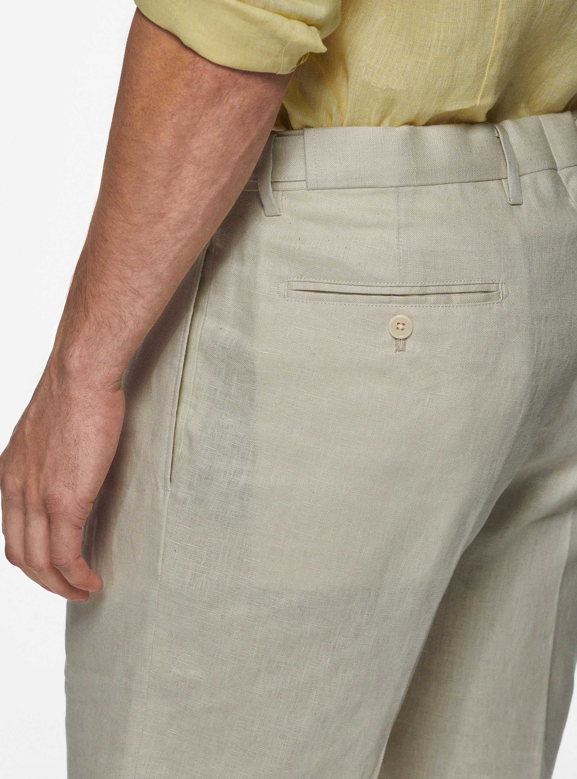 Bermuda in lino con pinces, ECRU