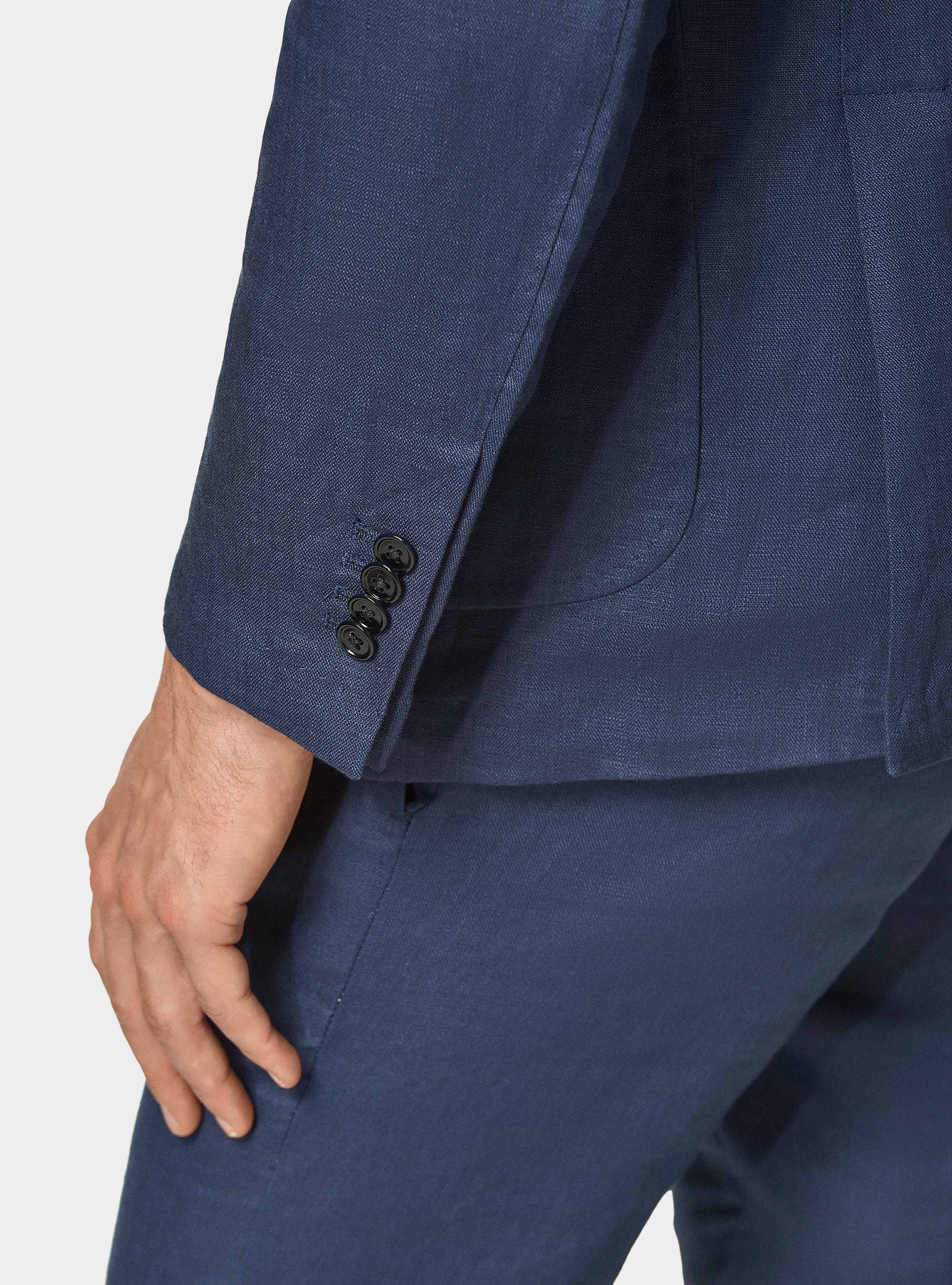 Pure linen suit blazer, BLUE