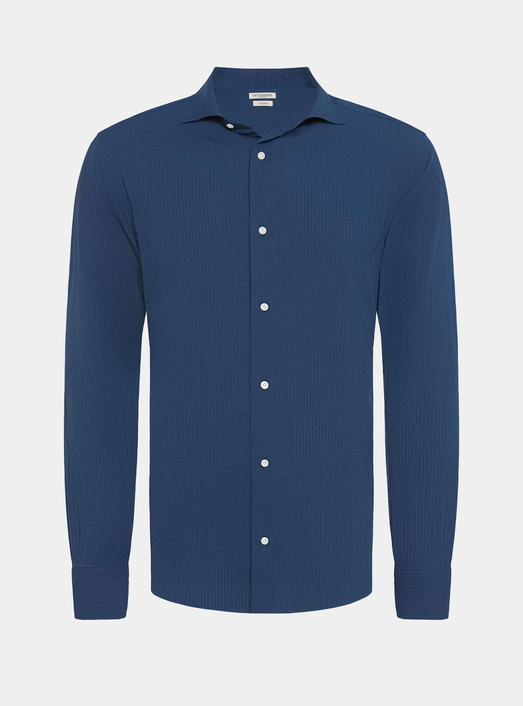 Camicia in puro cotone seersucker, 0243C DENIM