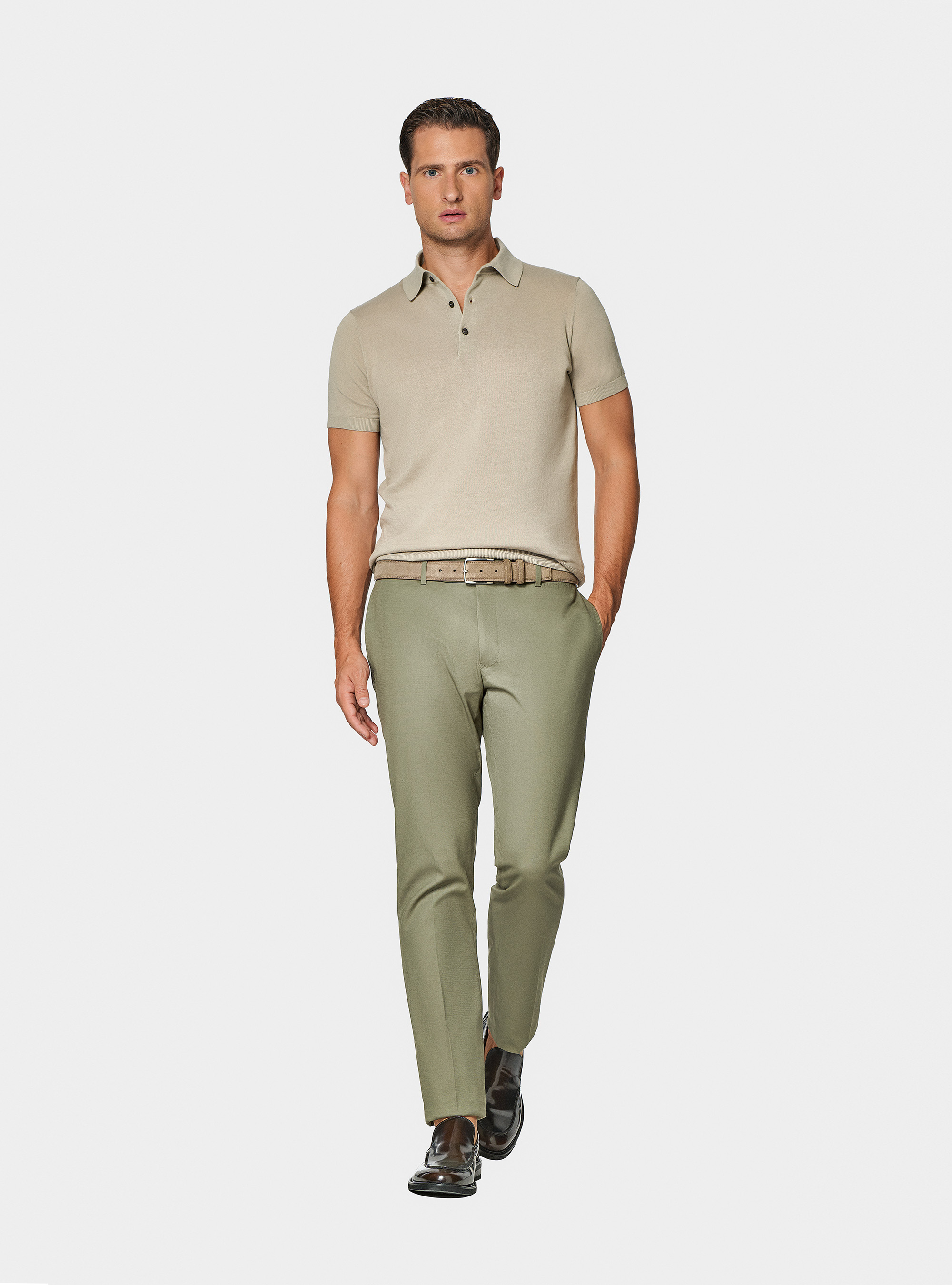 Polo in maglia di cotone extrafine, SABBIA