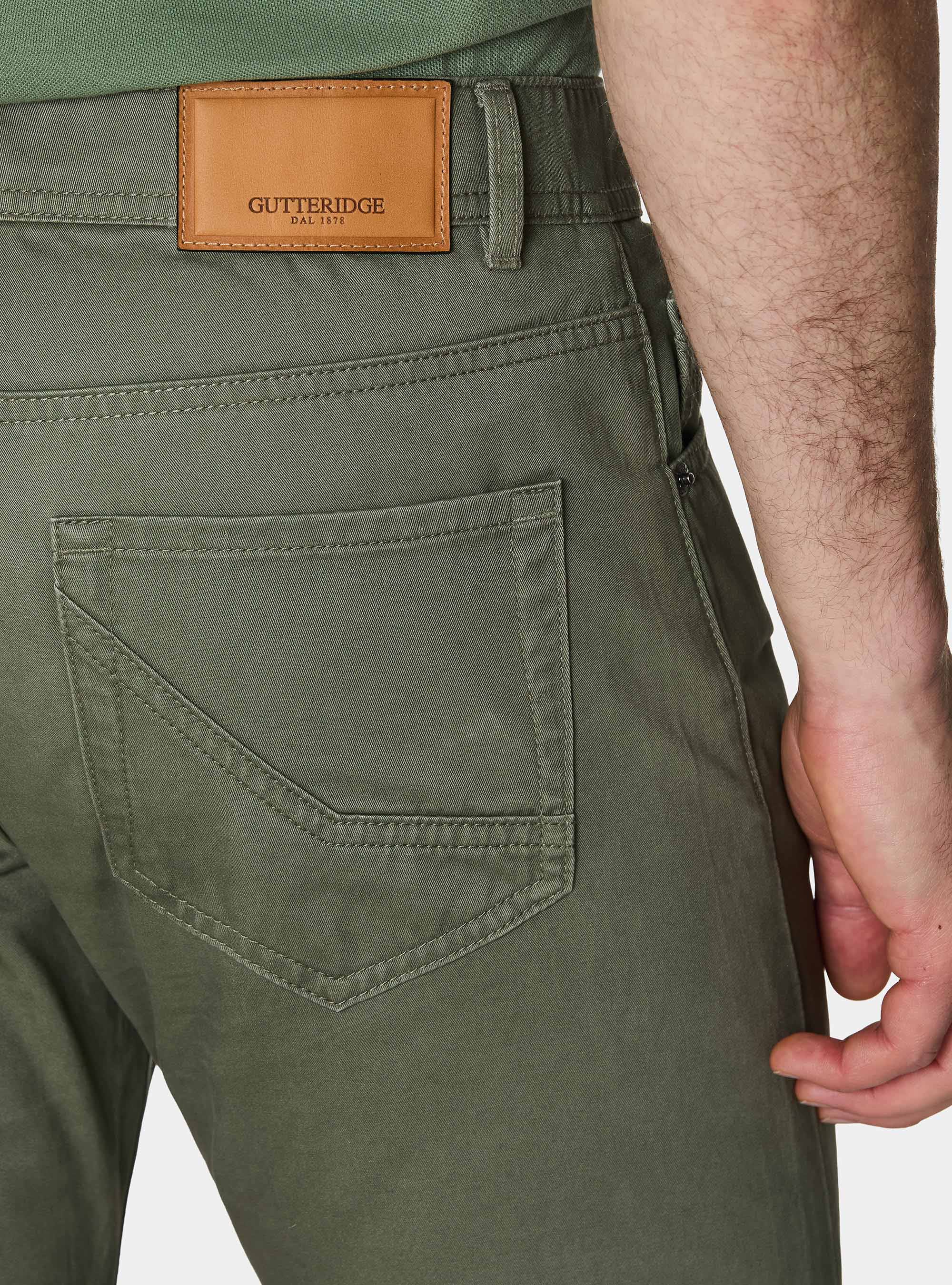 Slim-fit cotton twill trousers, SALVIA 0602C