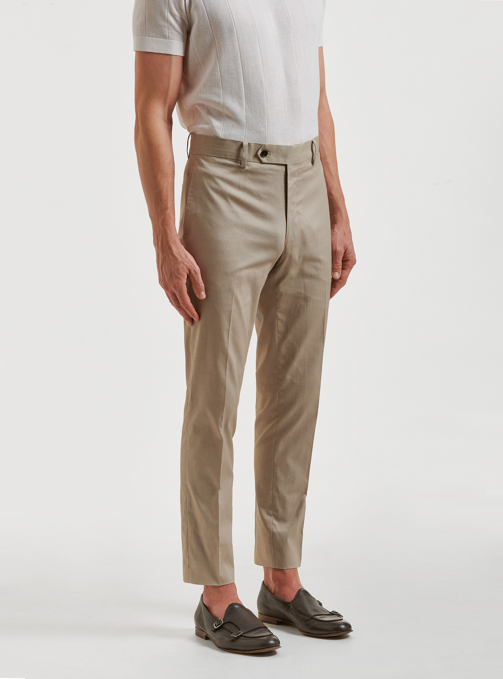 Armoured cotton suit trousers, SAND