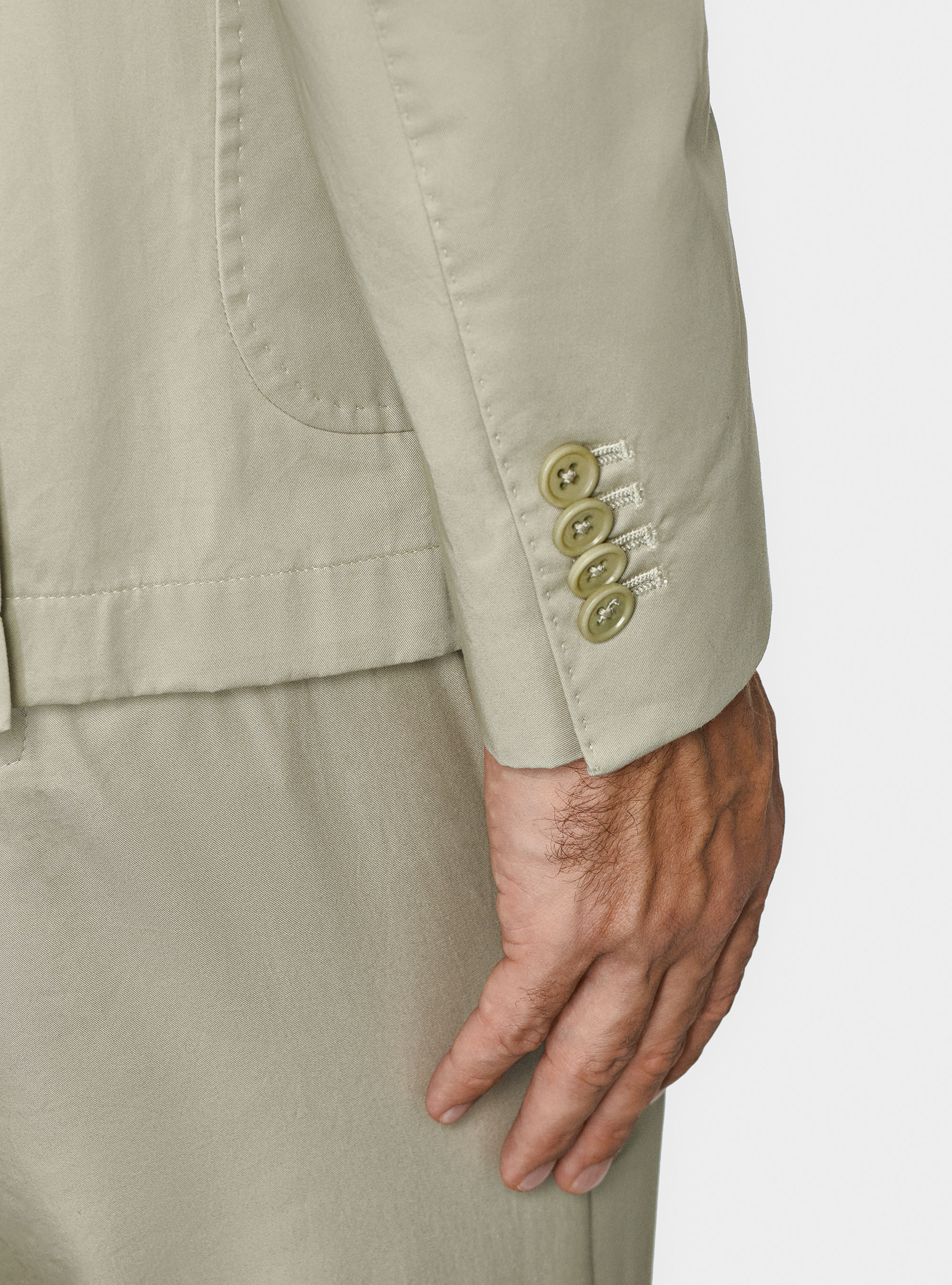 Double-breasted blazer in cotton poplin, ECRU