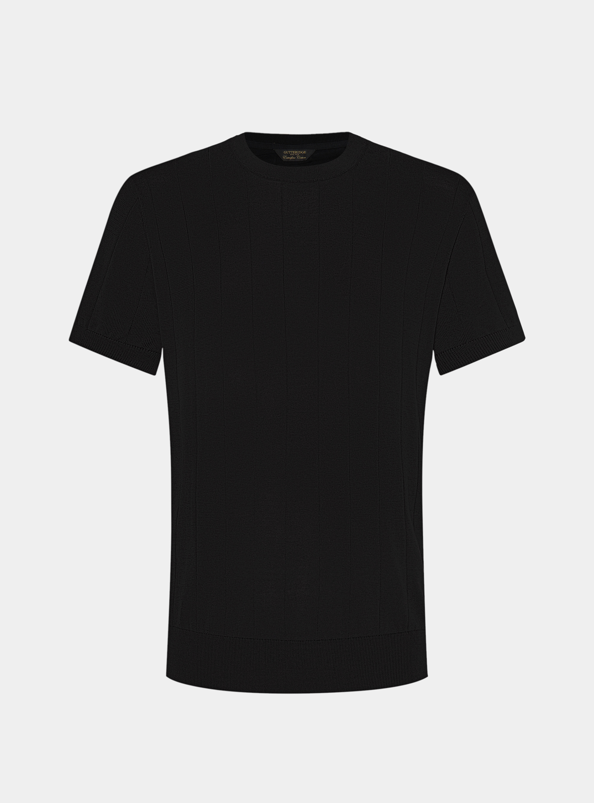 Pure cotton flat-ribbed sweater, BLACK