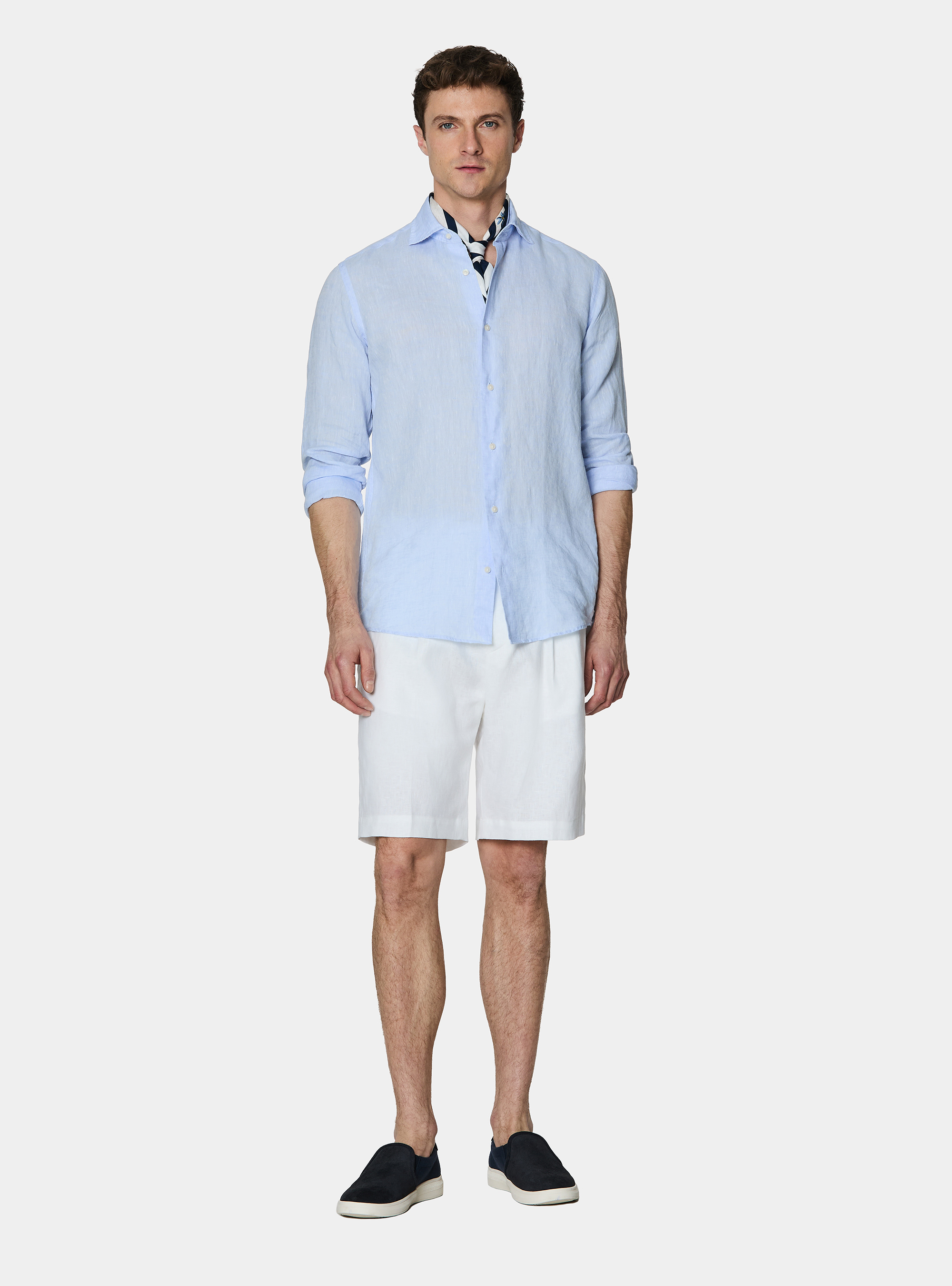 Chemise en pur lin, BLEU CIEL