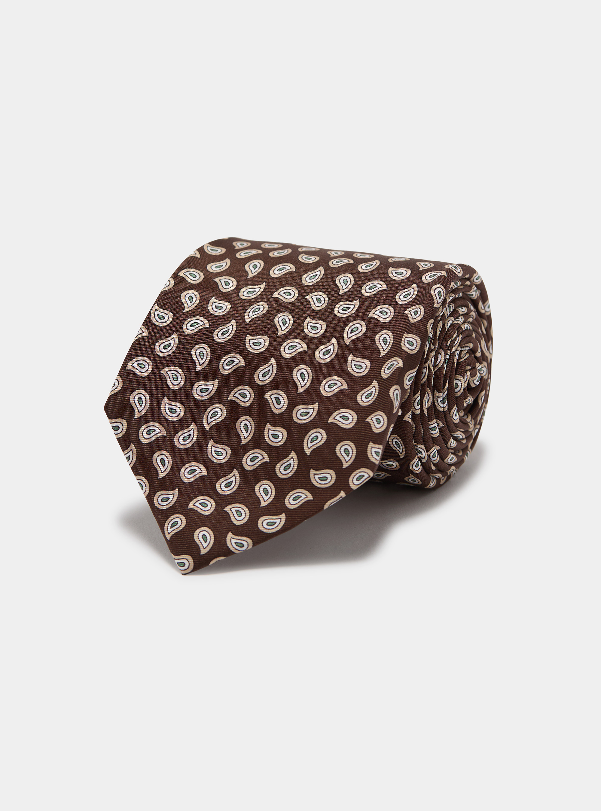 Paisley-patterned silk tie, BROWN