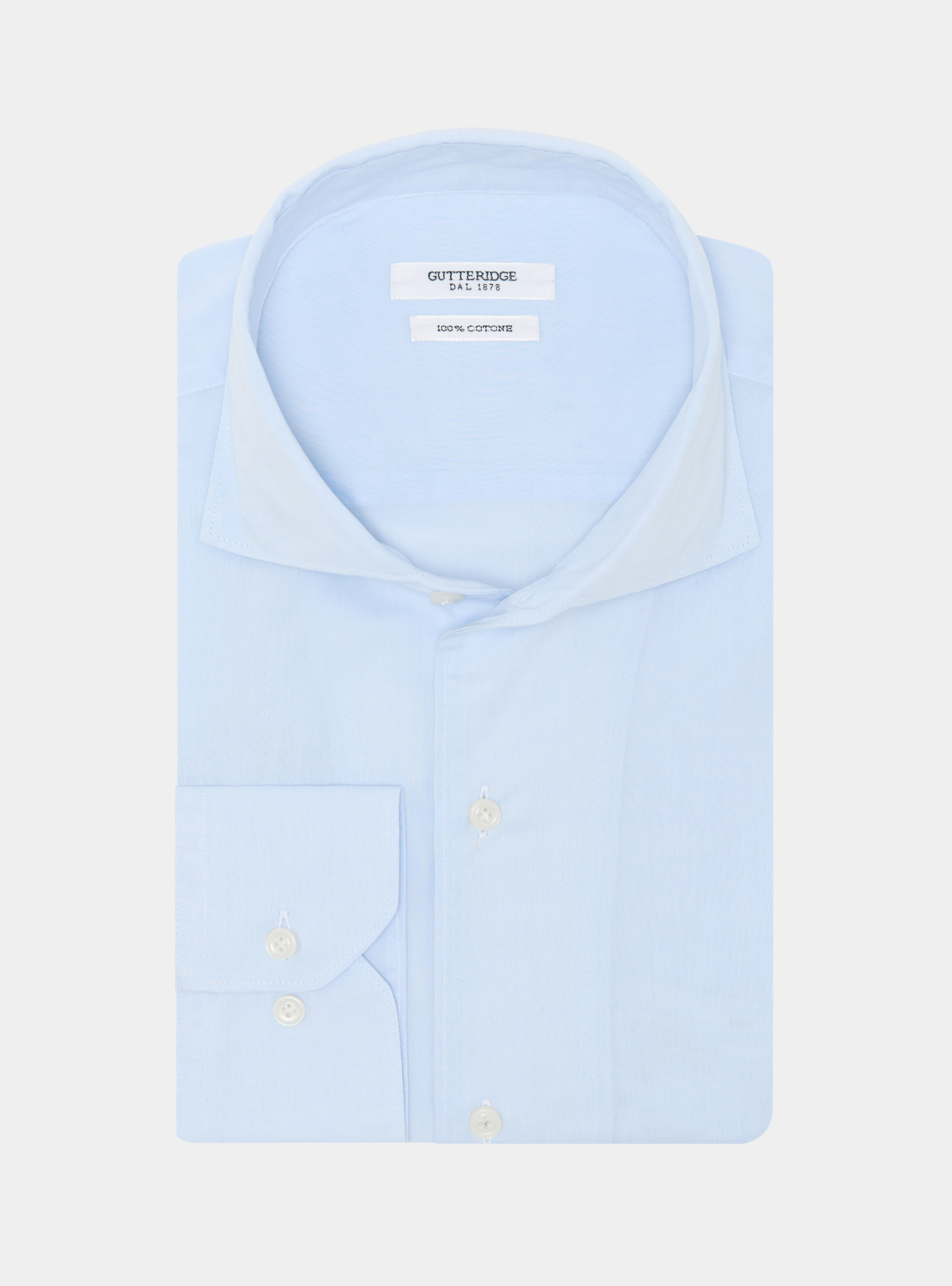 Camisa de algod&oacute;n con tapeta, CELESTE