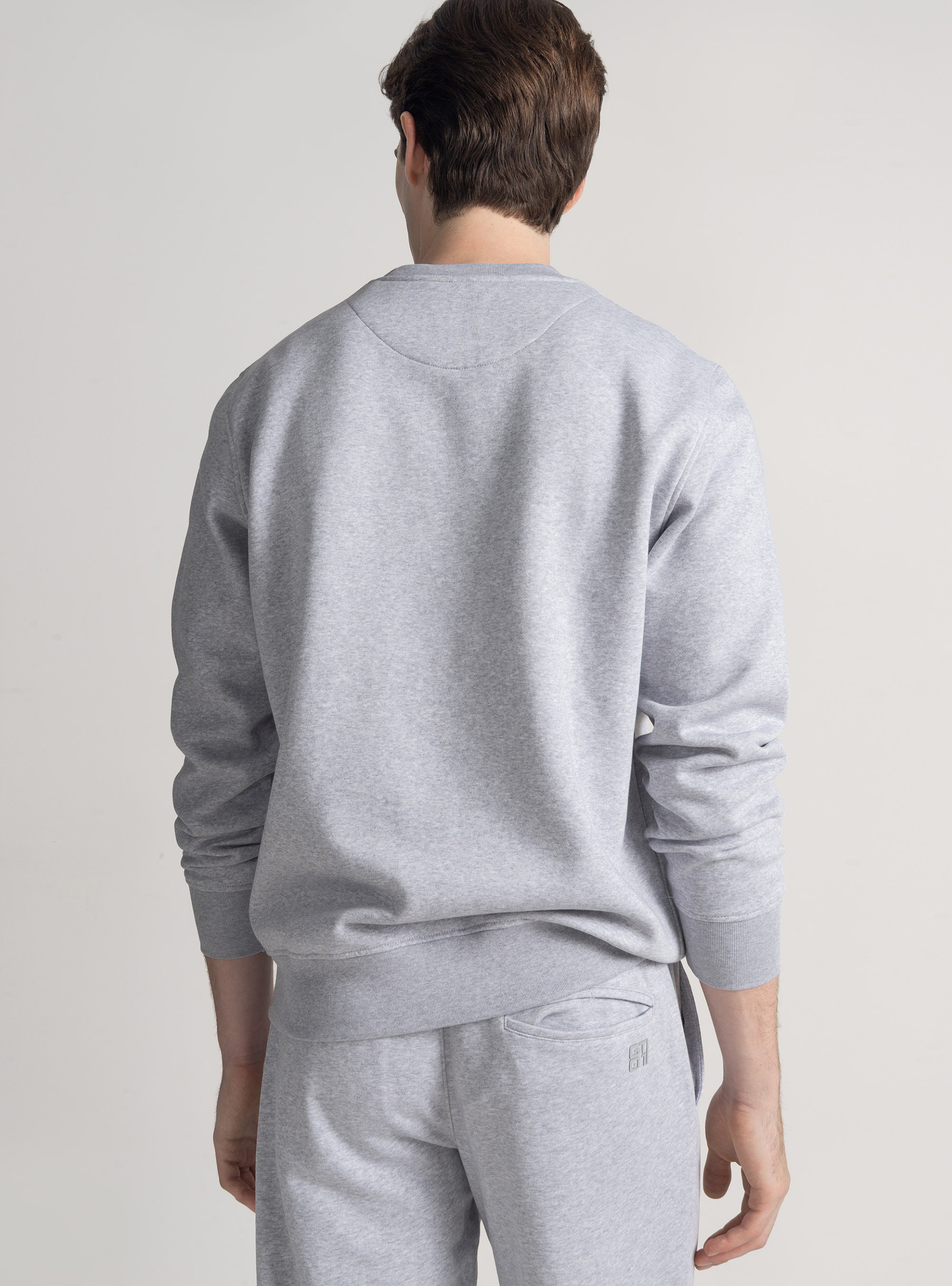 Crew neck sweatshirt with rubberised logo GT01, GRIGIO MELANGE 0151C