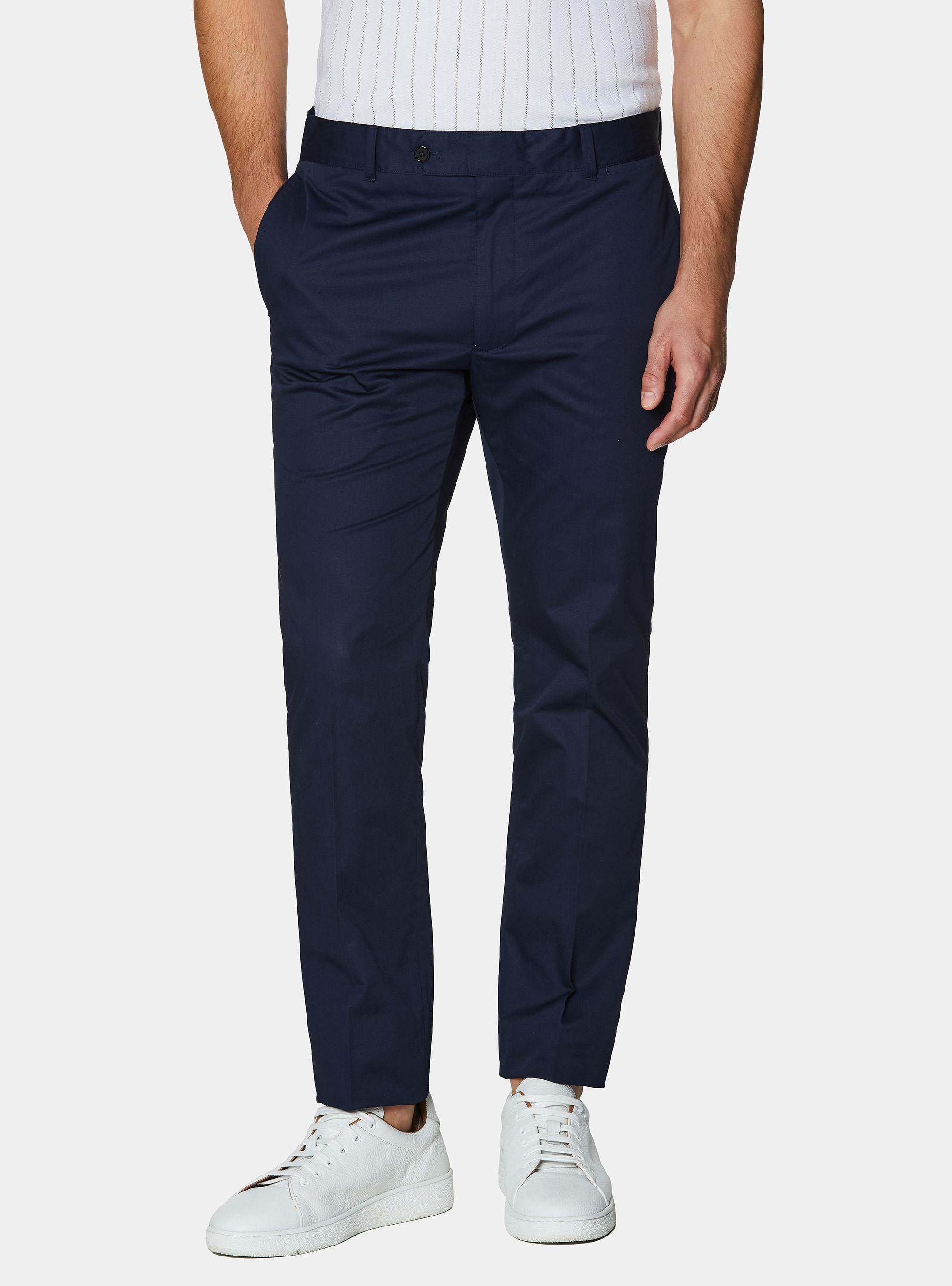 Lightweight twill slim fit chino trousers, NAVY BLUE