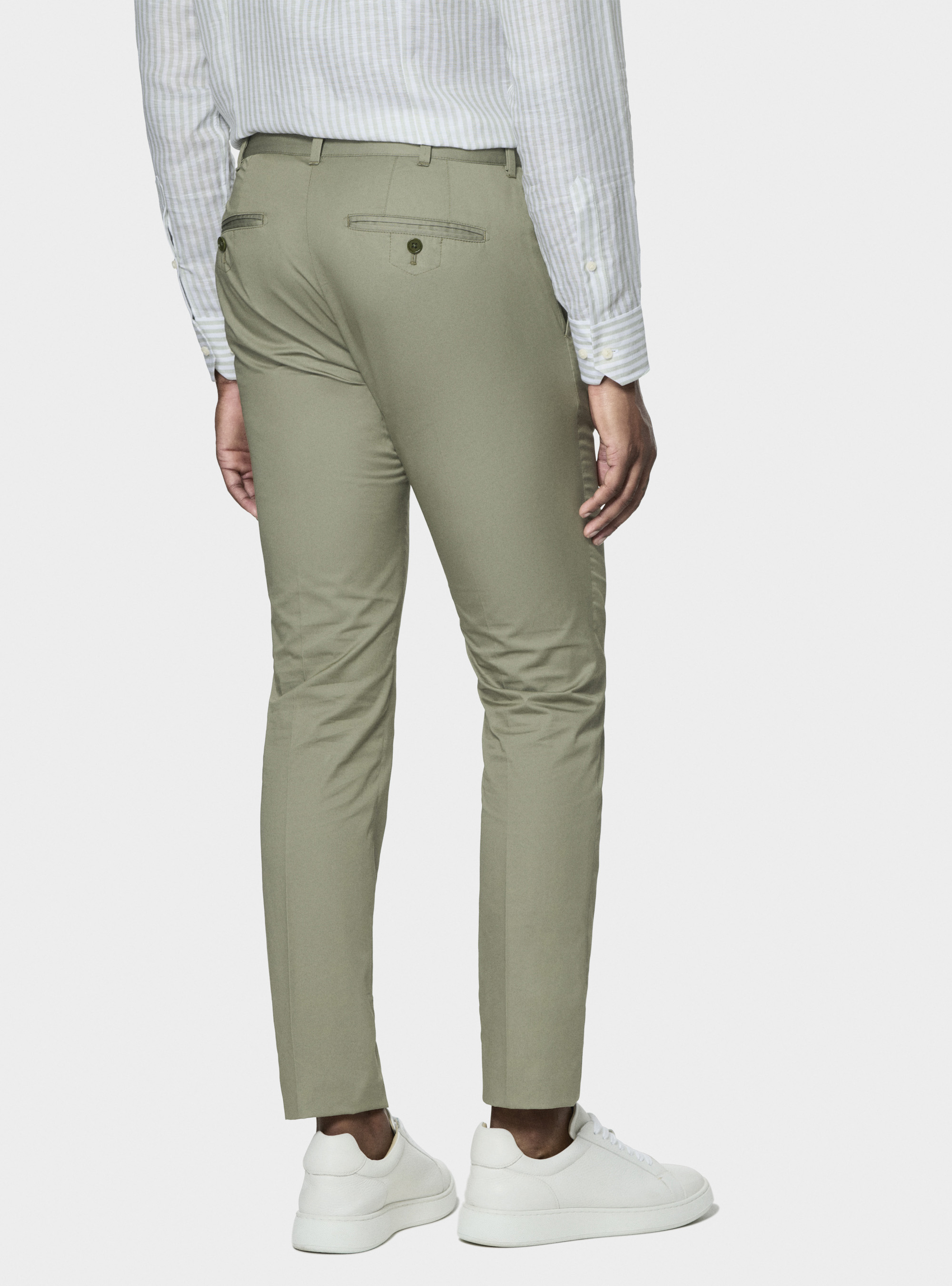 Pantalon chino slim en serg&eacute; l&eacute;ger, SALVIA 0602C