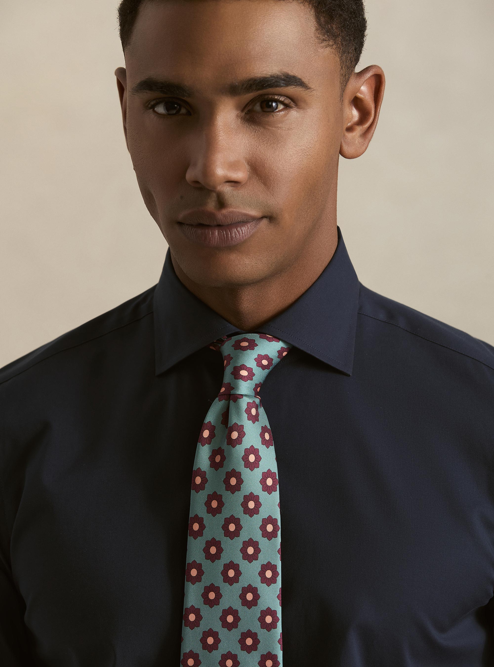 Camisa de popel&iacute;n de algod&oacute;n el&aacute;stico, AZUL MARINO