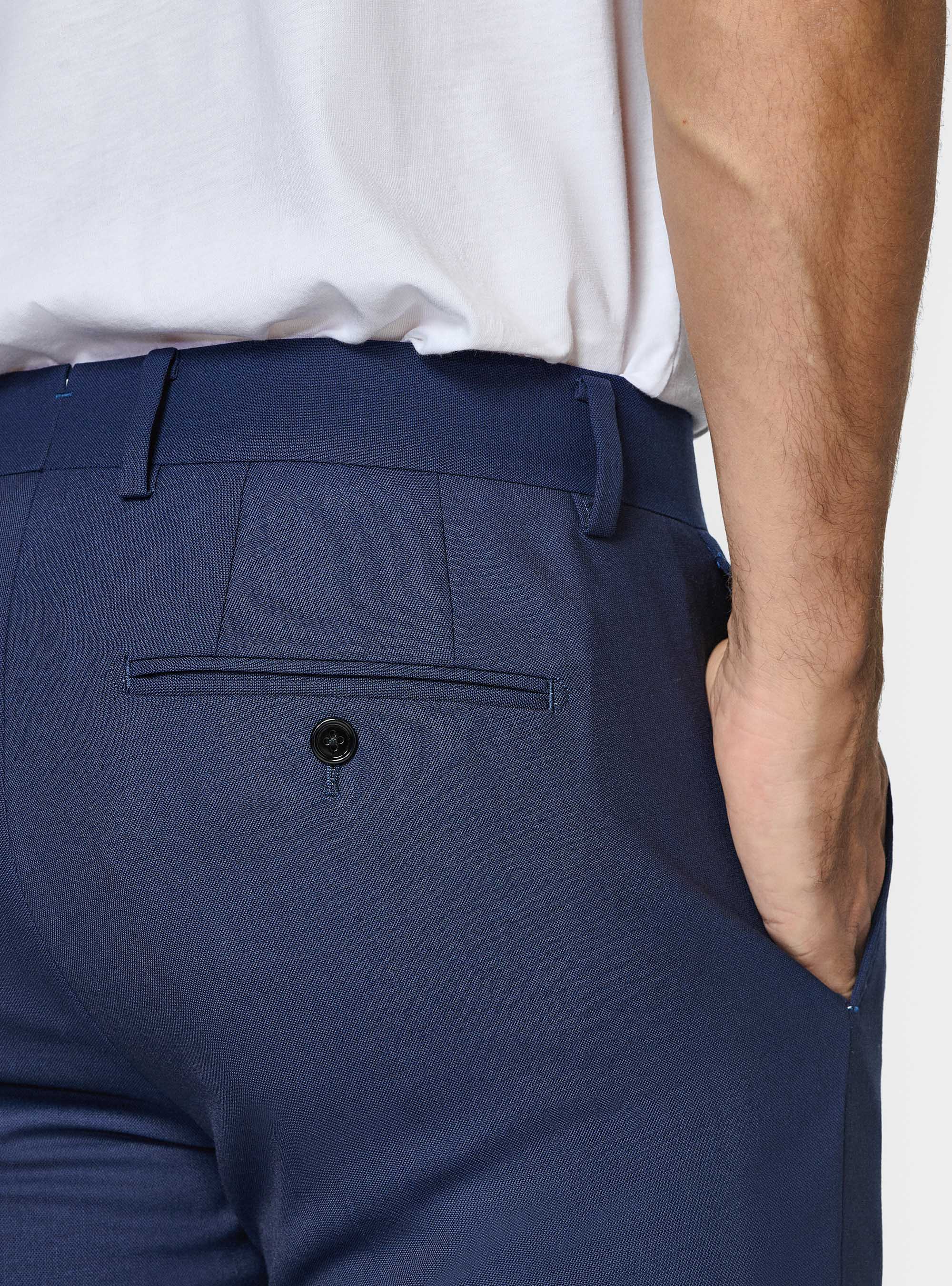 Pantaloni abito travel in pura lana Cerruti, BLU NAVY