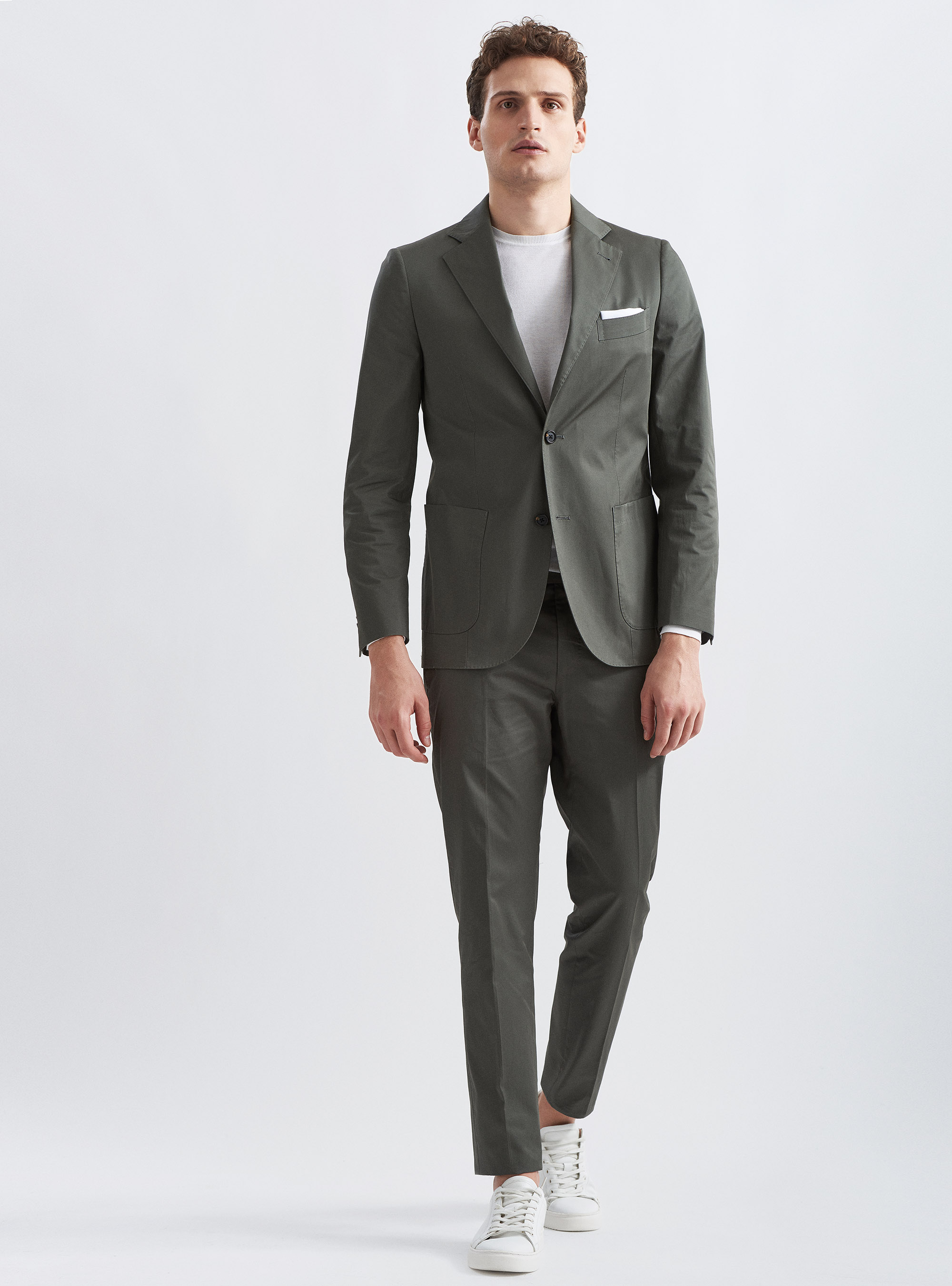 Americana de traje de algod&oacute;n puro, VERDE