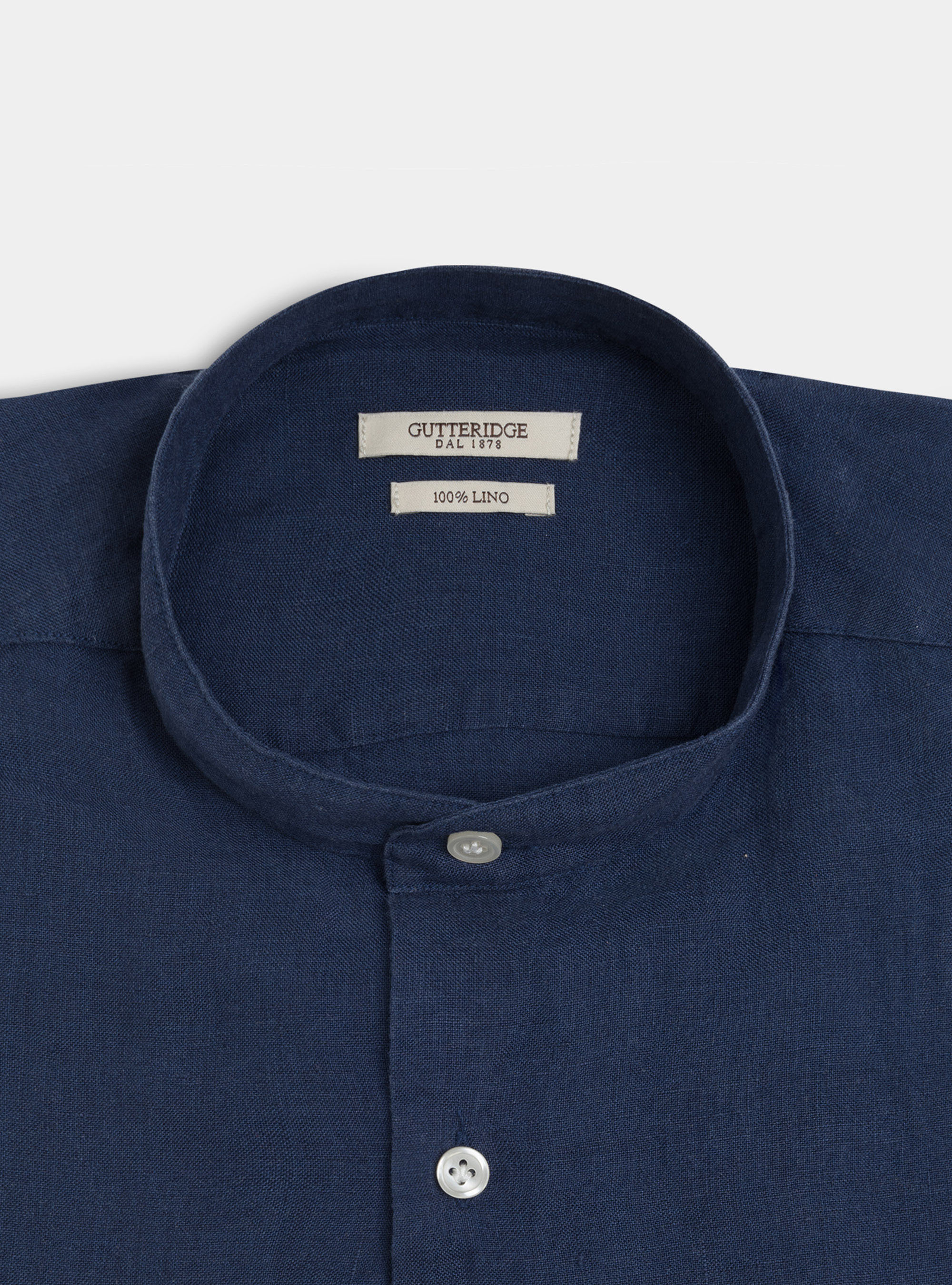 Pure Linen Korean Shirt, NAVY BLUE