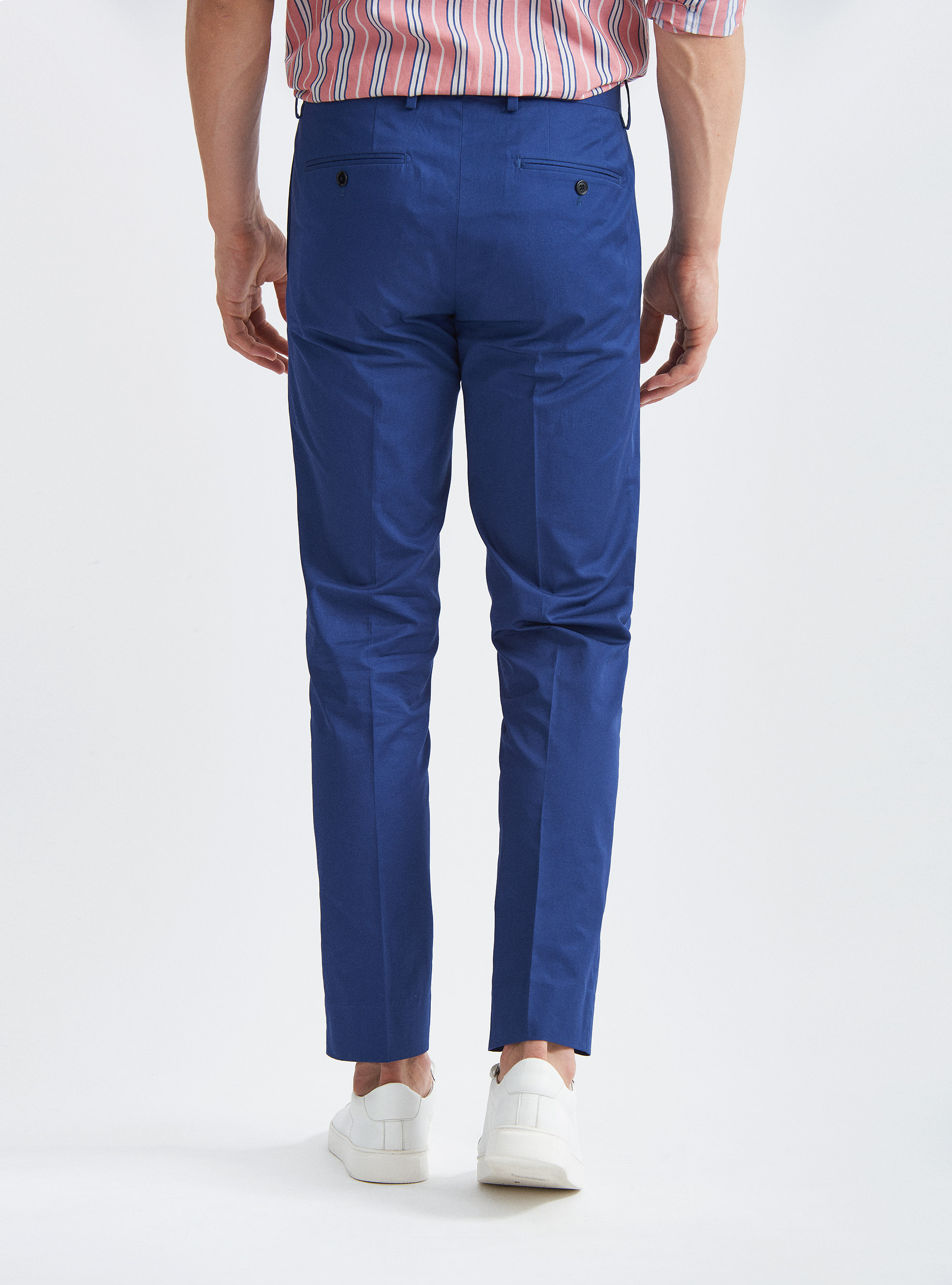 Pure cotton suit trousers, BLUE