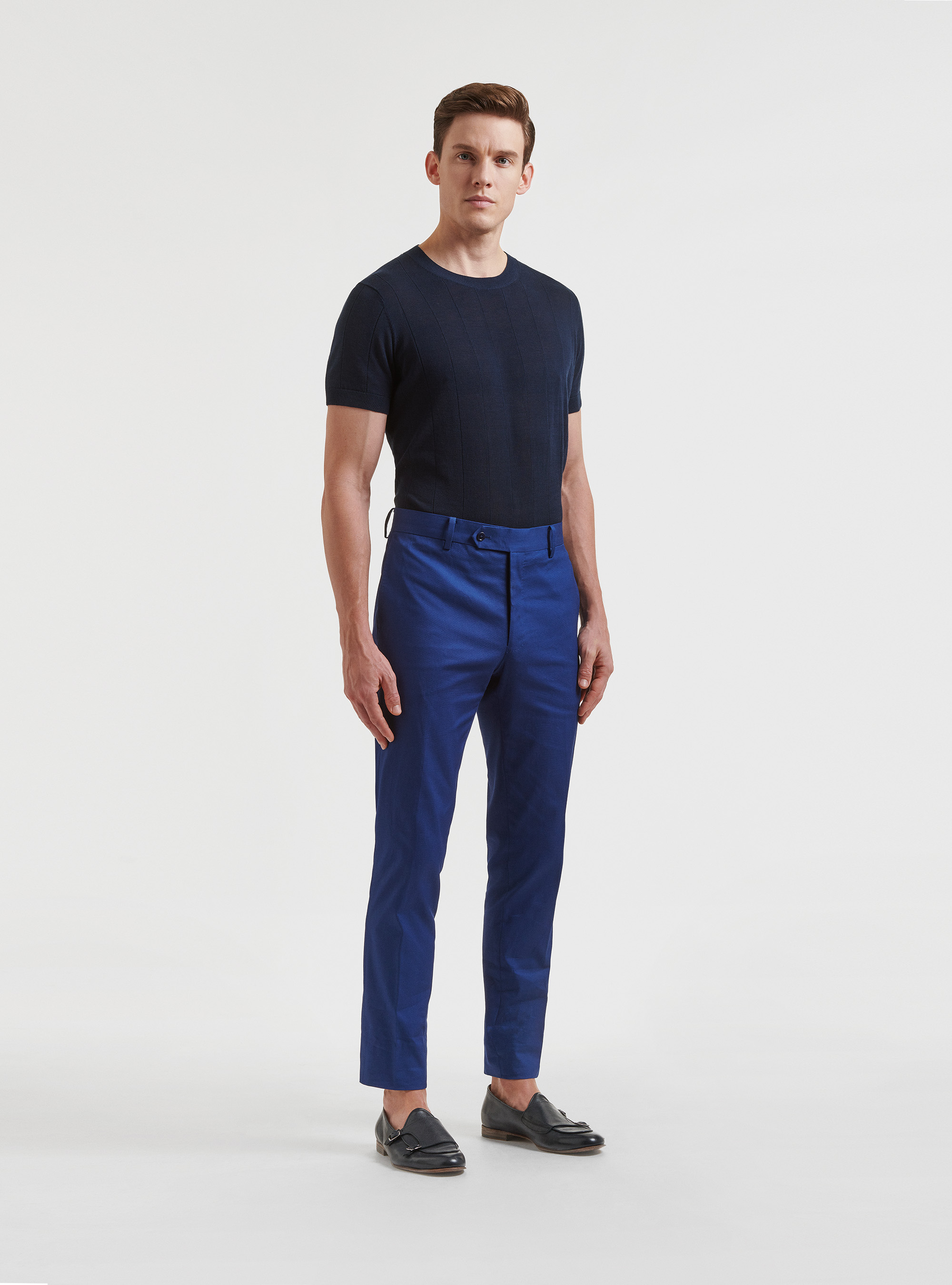 Pantalones de traje blindados de algod&oacute;n, AZUL MEDIO