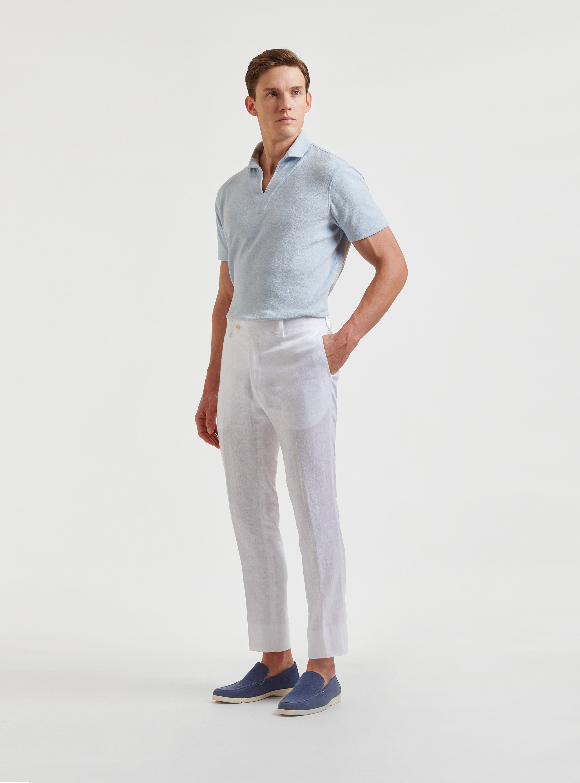 Pantalones de traje de lino puro, BLANCO