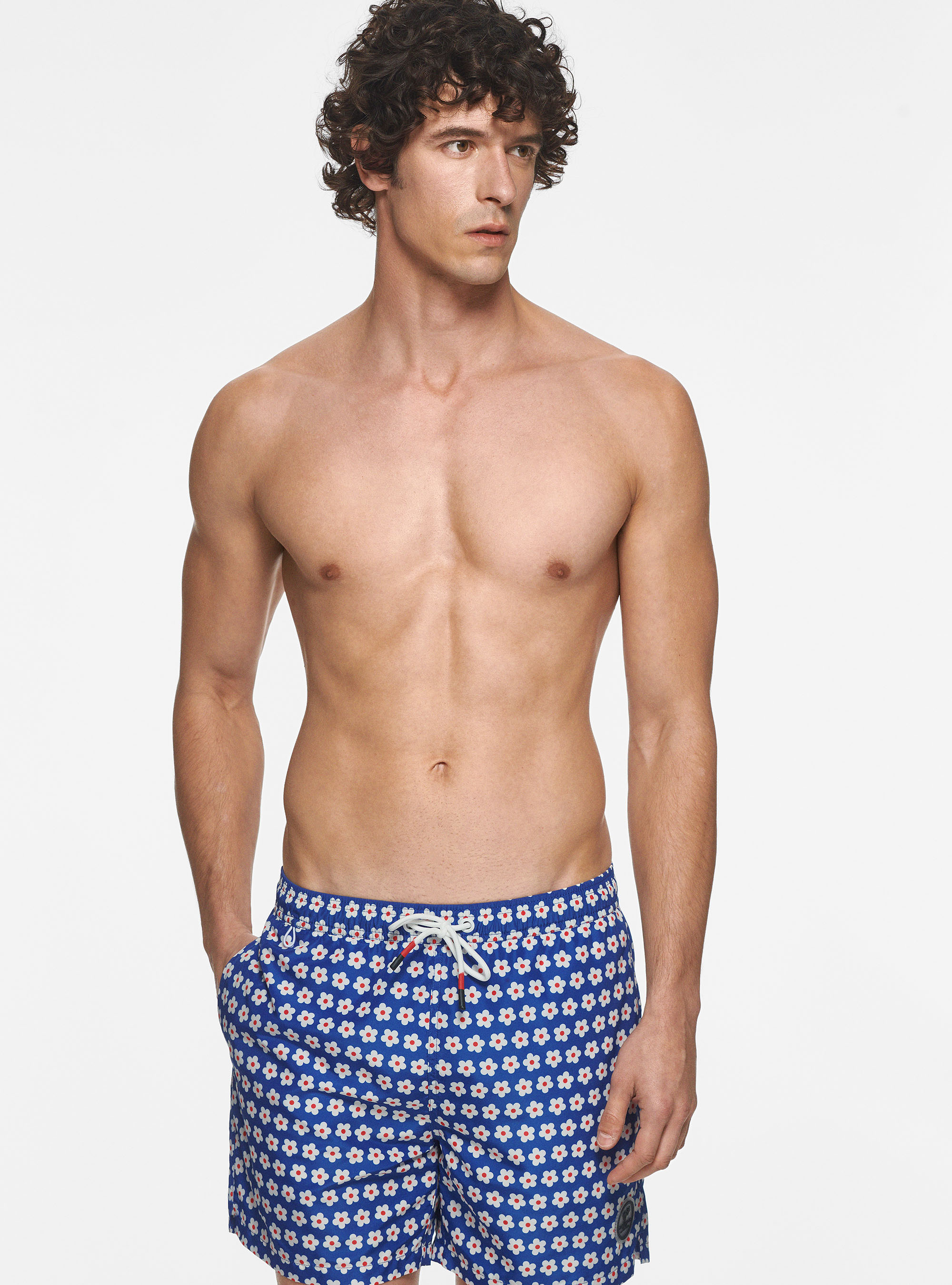 Swimwear with daisies, BLUE