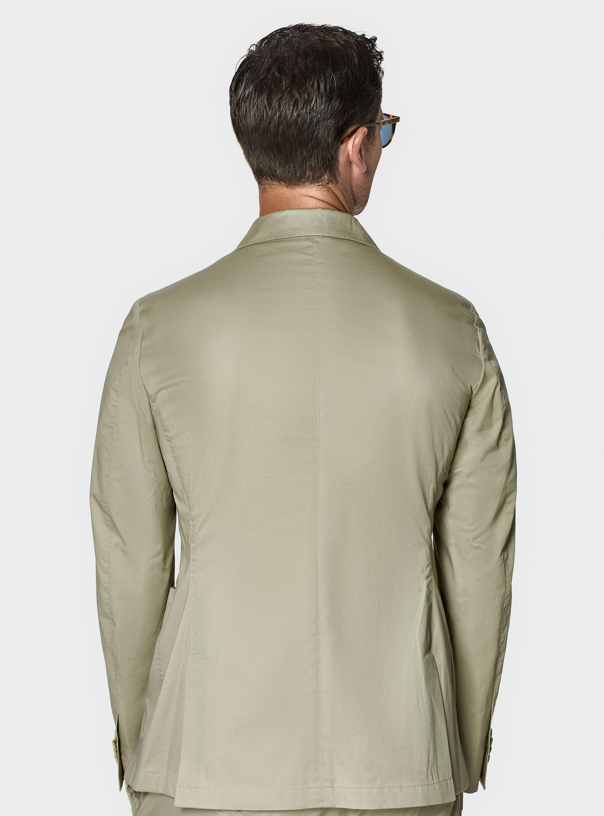 Double-breasted blazer in cotton poplin, ECRU